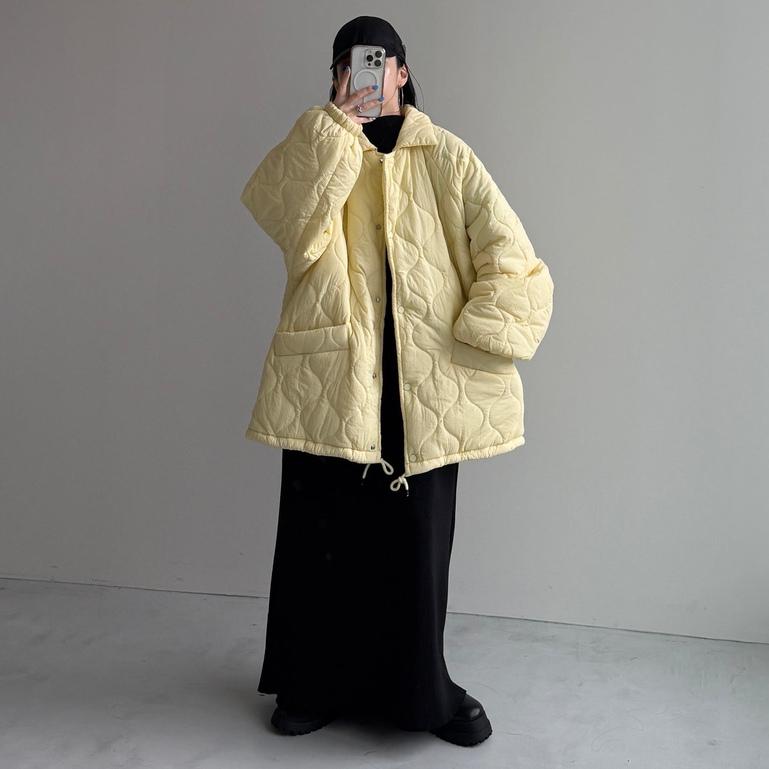 WATA AME quilting jacket / light yellow
