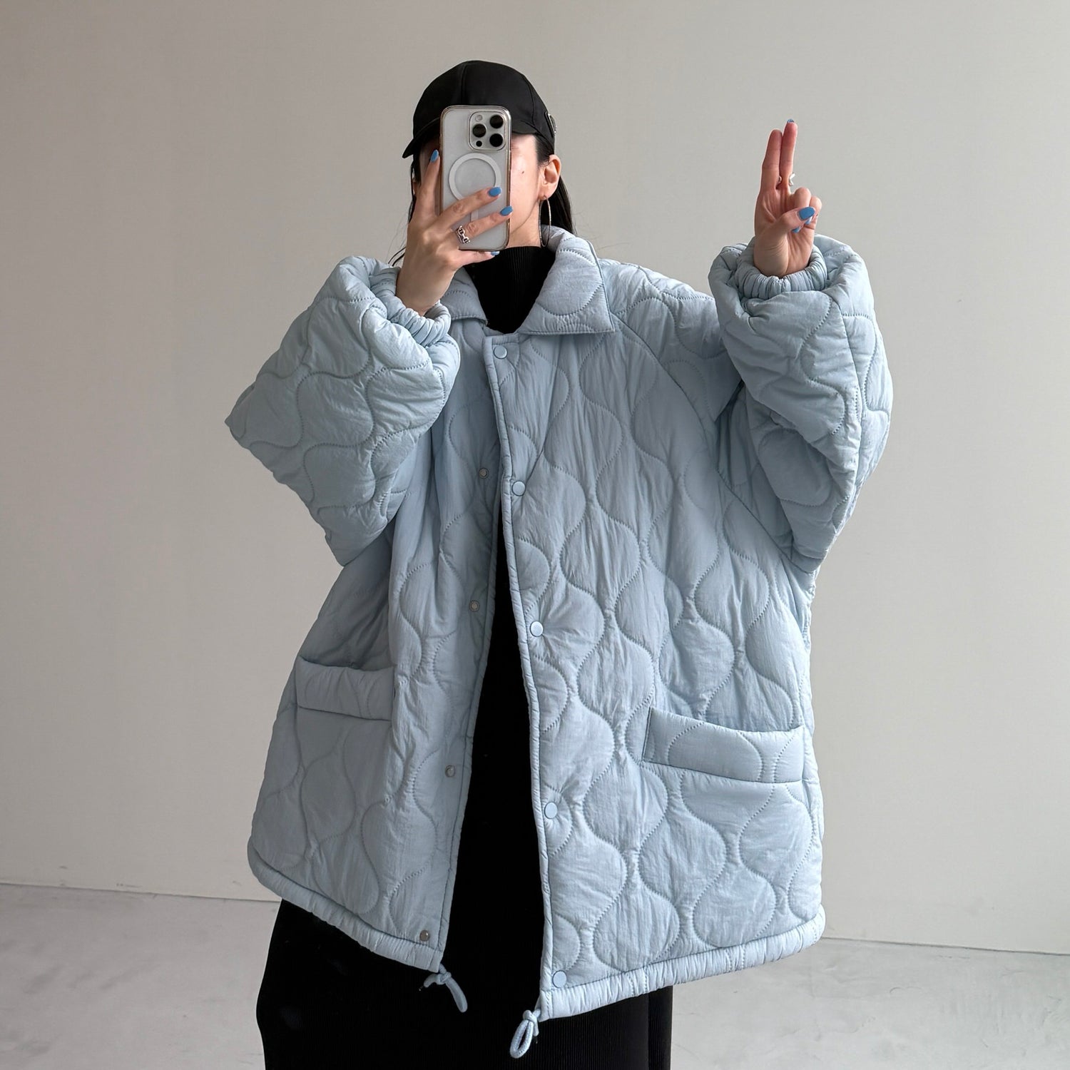 WATA AME quilting jacket / sky blue