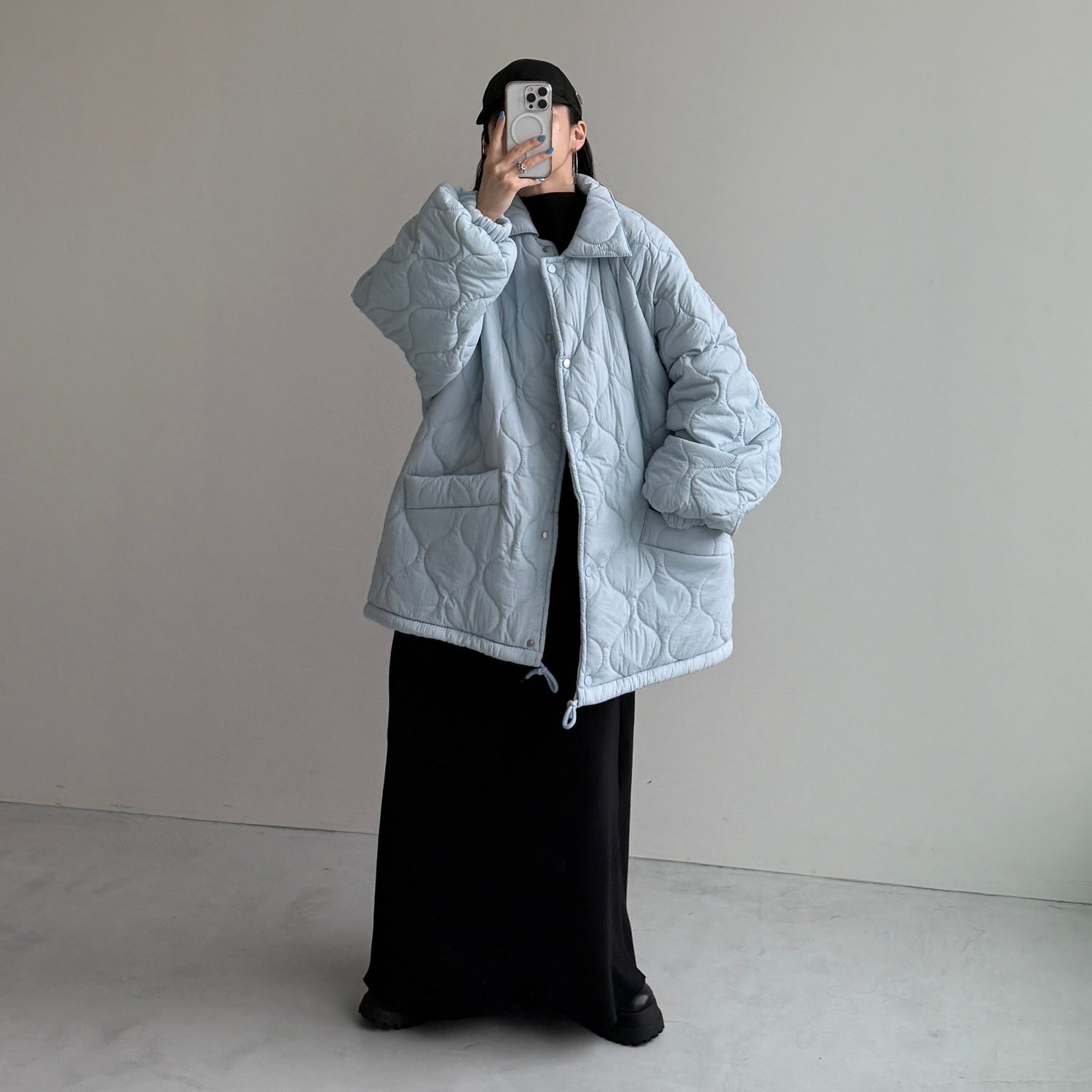 WATA AME quilting jacket / sky blue