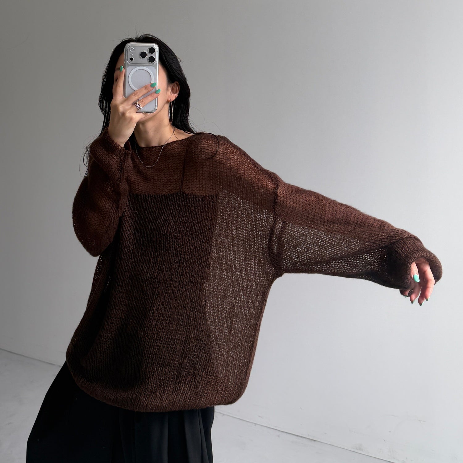 cinnamon mesh knit / brown