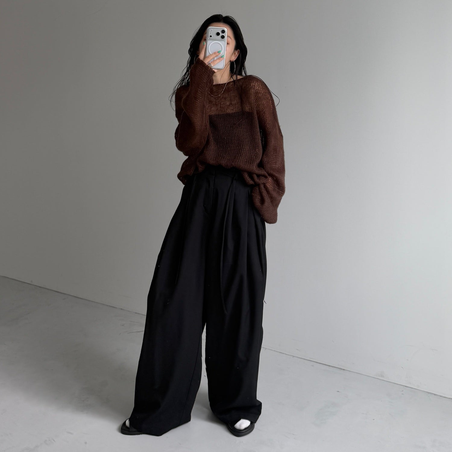 cinnamon mesh knit / brown