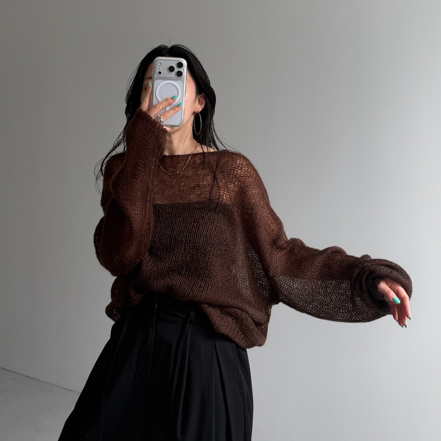 cinnamon mesh knit / brown