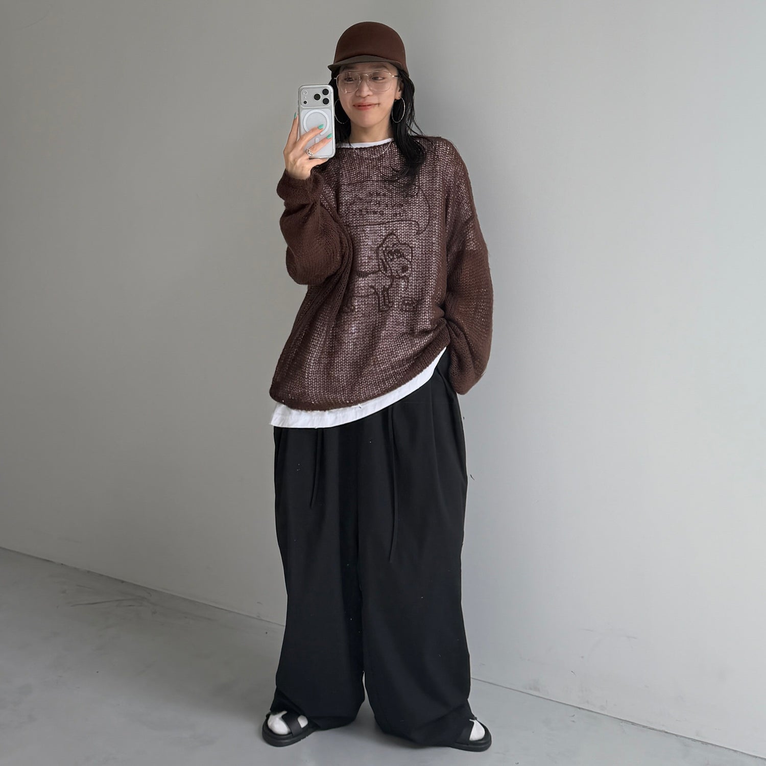cinnamon mesh knit / brown