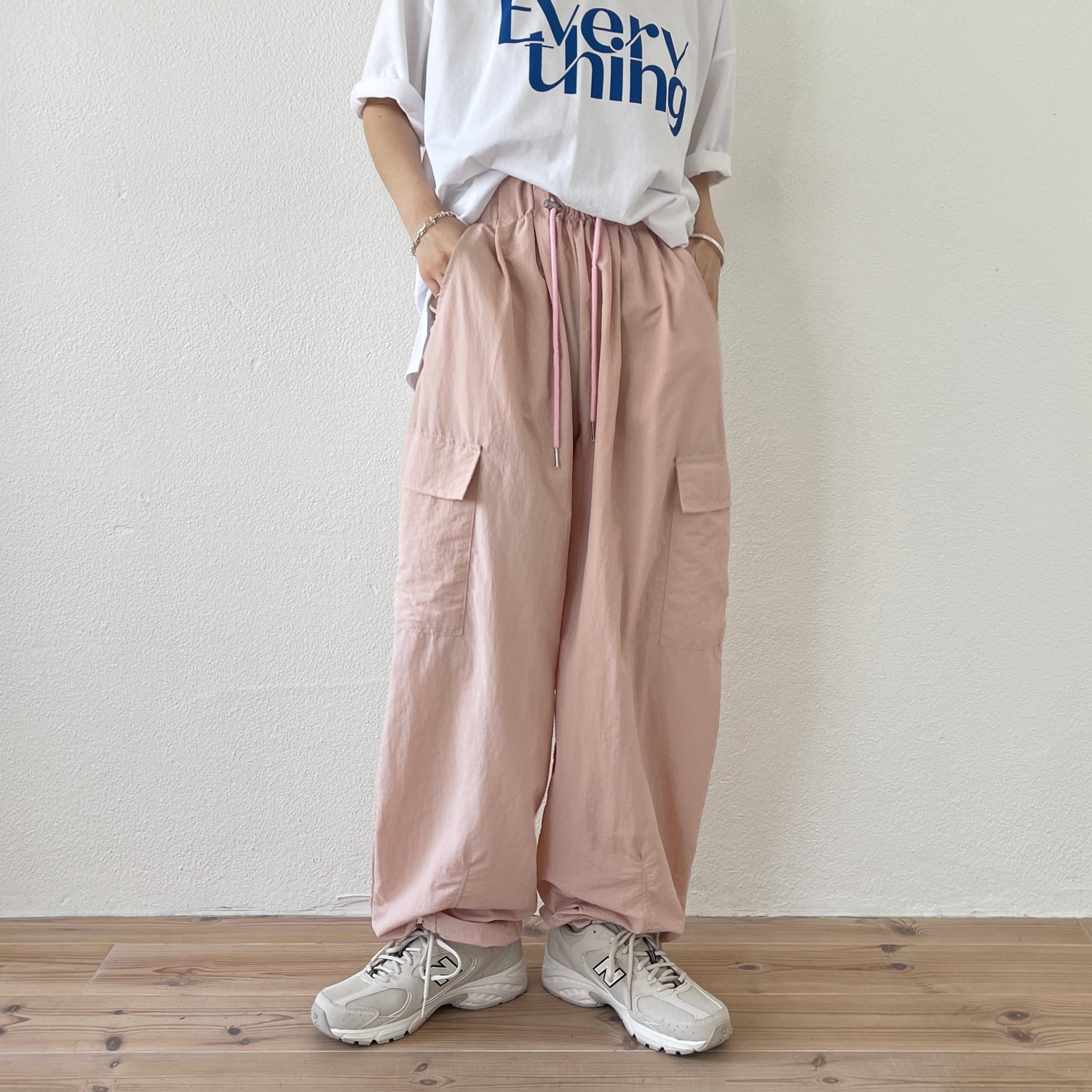 nylon cargo shaka pants / pink
