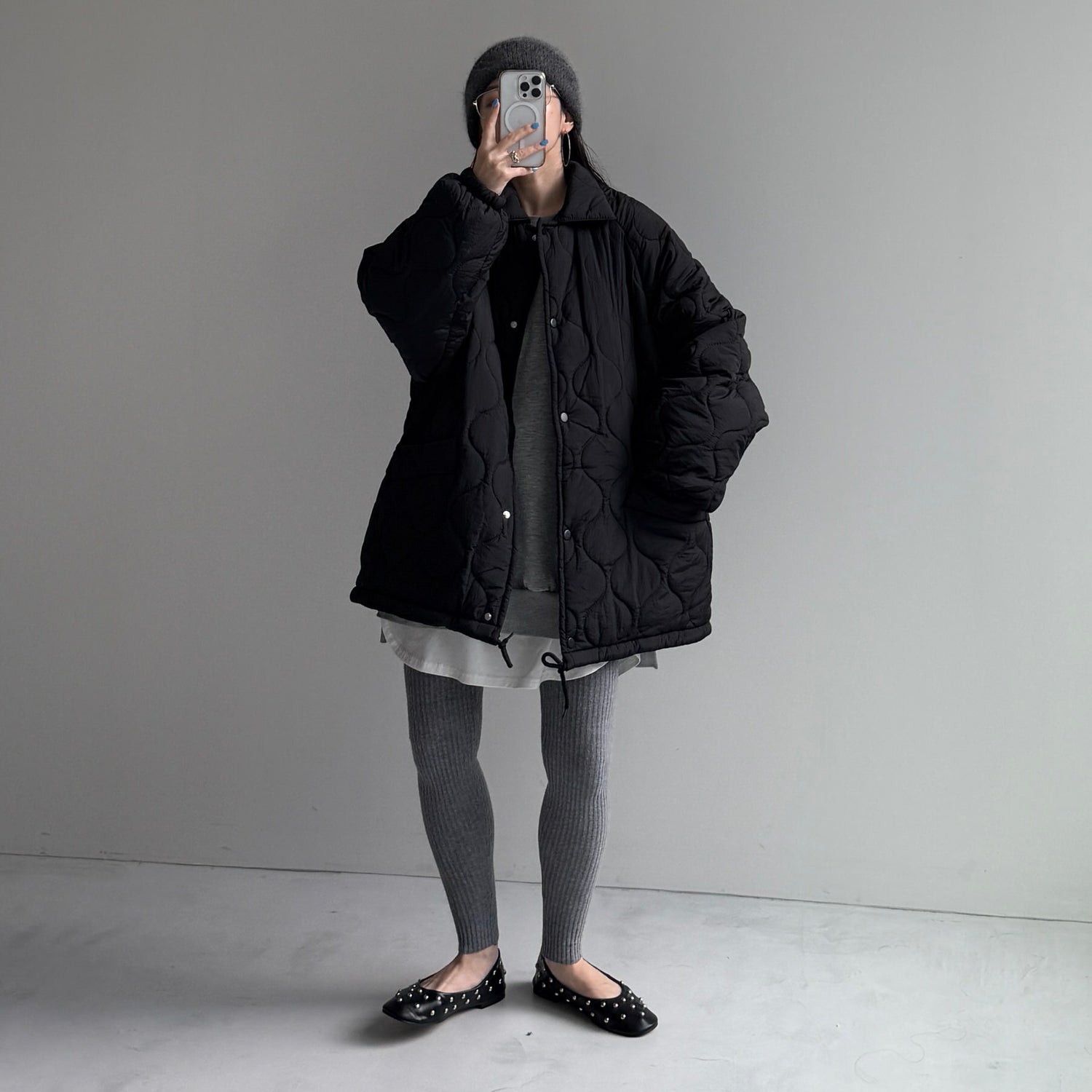 WATA AME quilting jacket / black