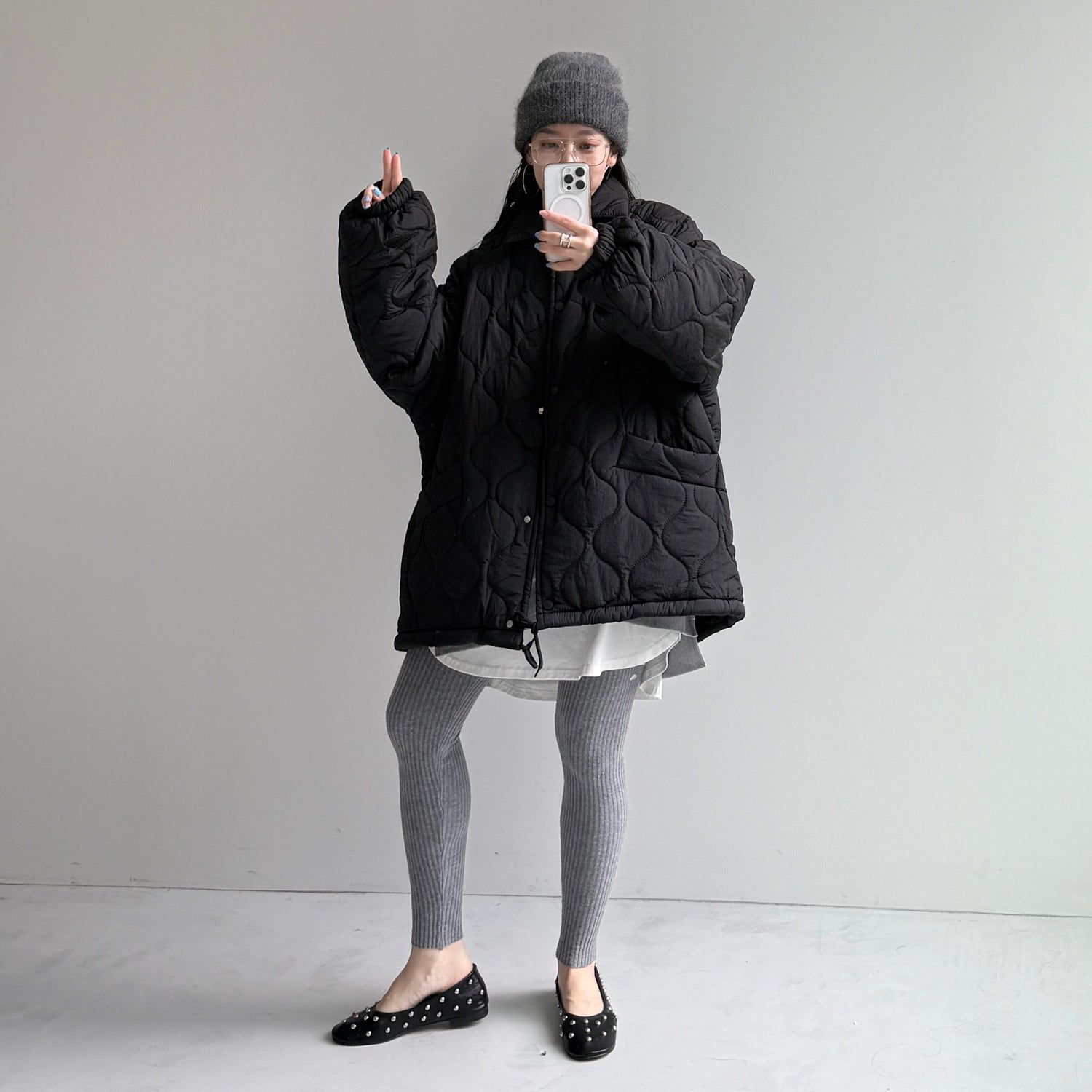WATA AME quilting jacket / black