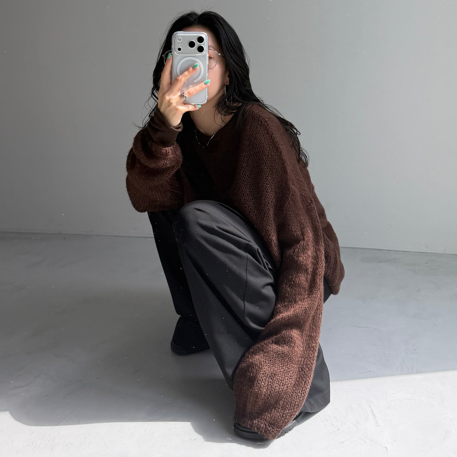 cinnamon mesh knit / brown