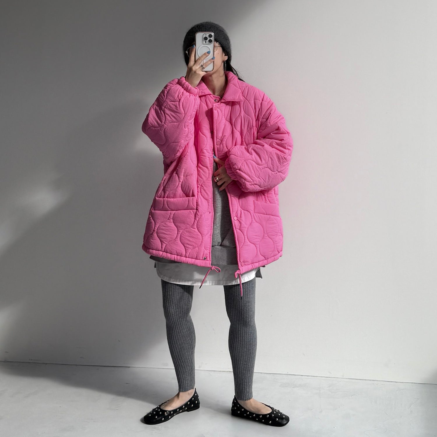 WATA AME quilting jacket / pink