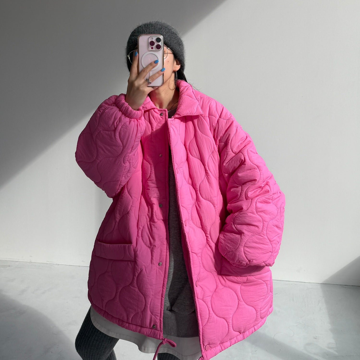 WATA AME quilting jacket / pink
