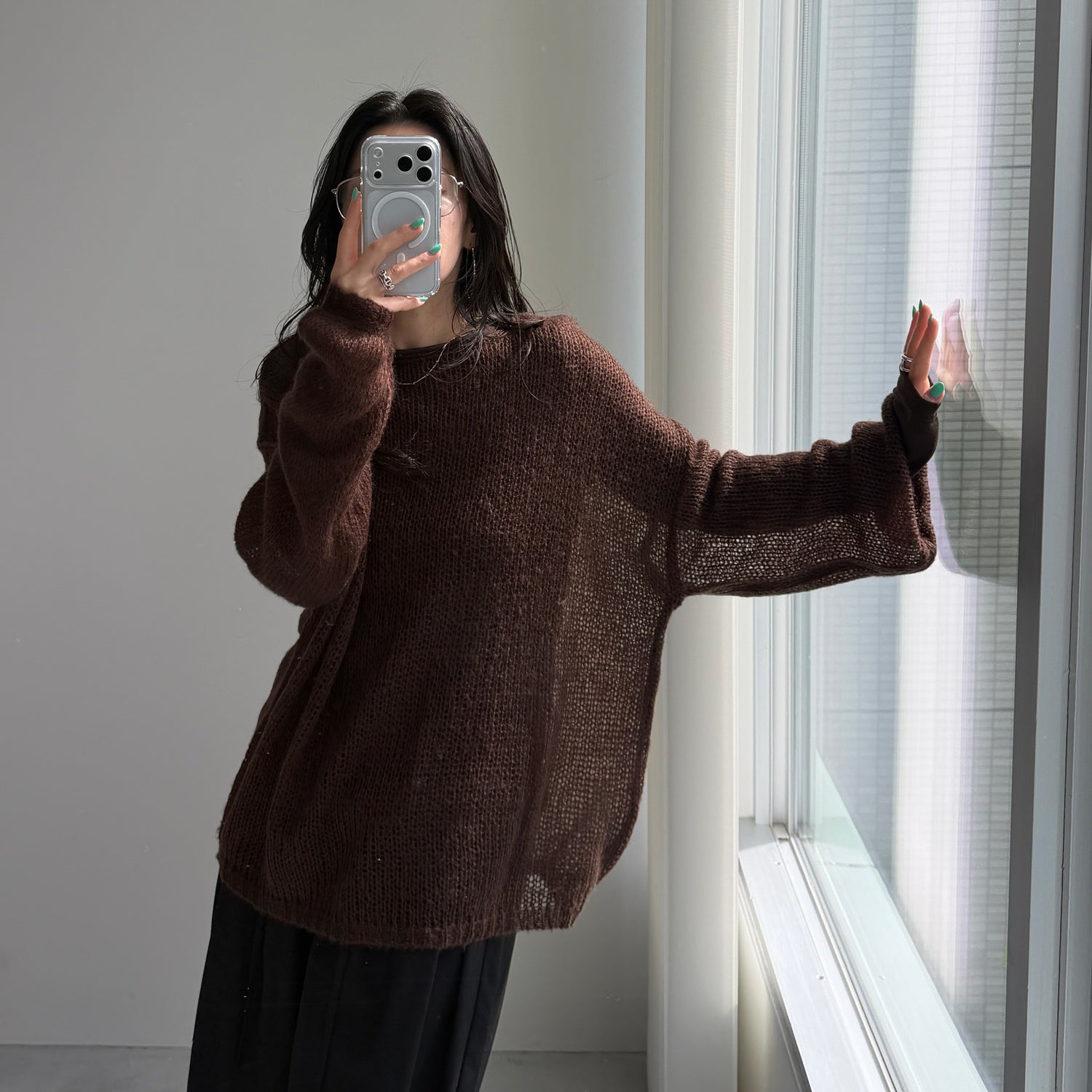 cinnamon mesh knit / brown