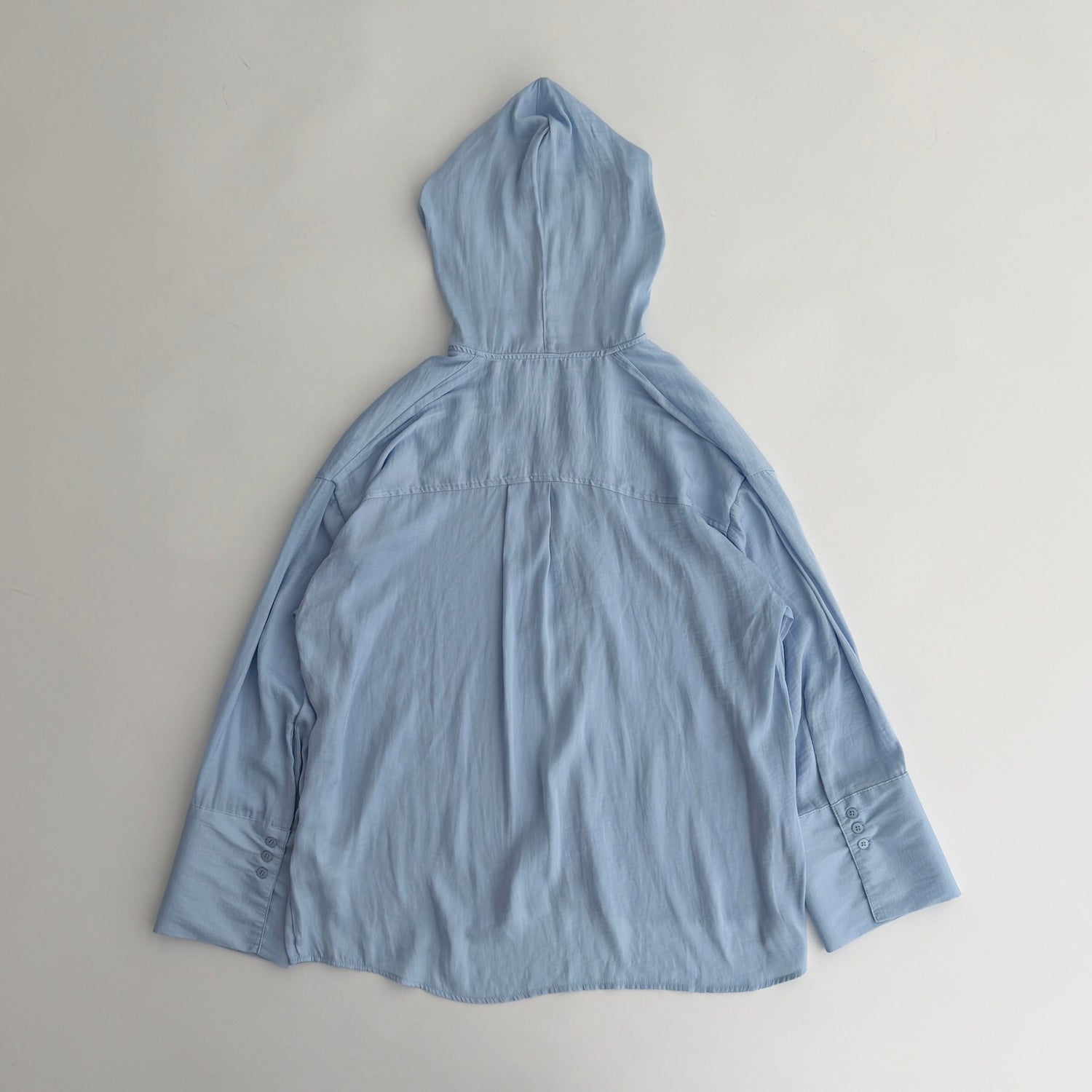 rayon hooded shirt / blue