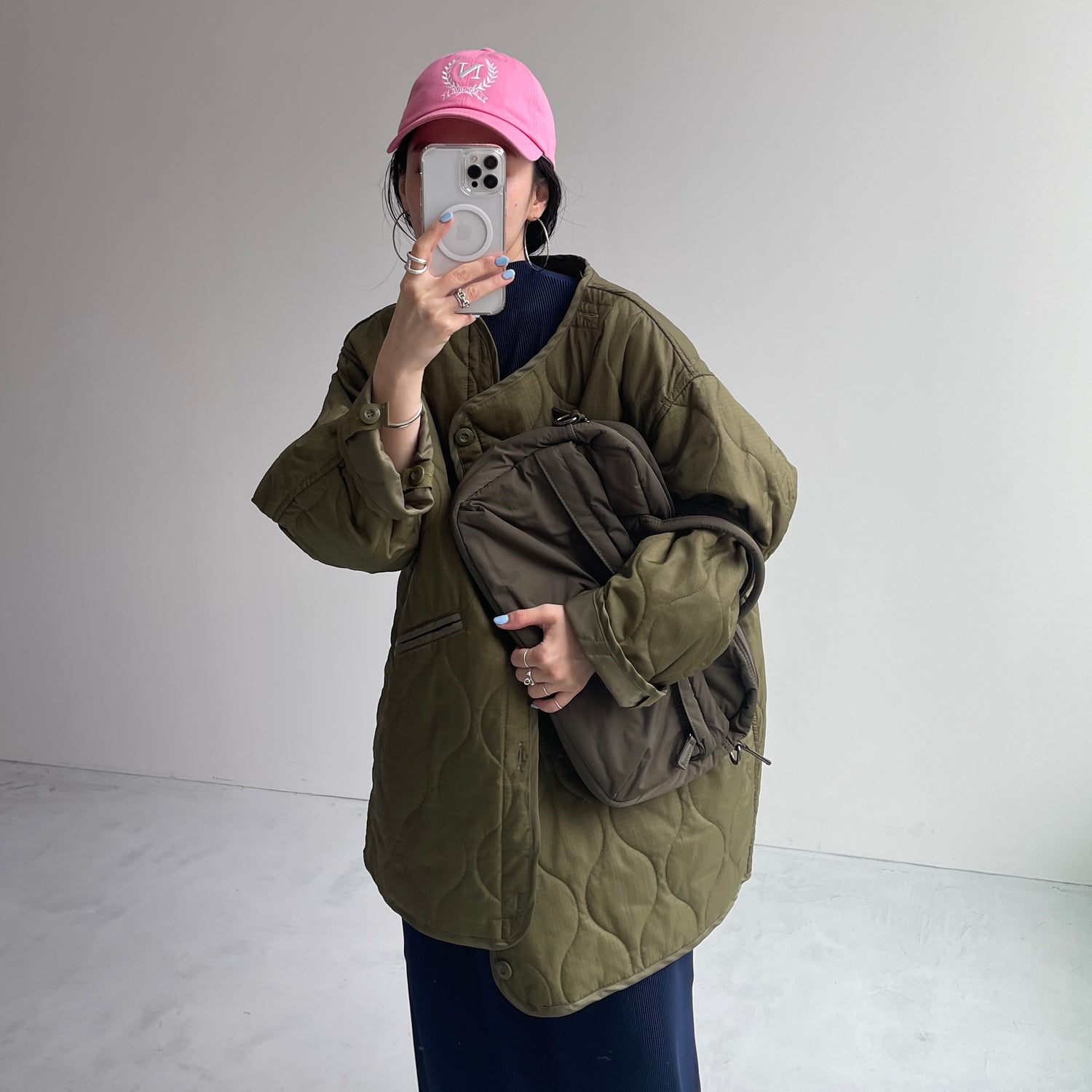 daily daily super stretch pleats one piece / navy [半袖 FREE or LONG]
