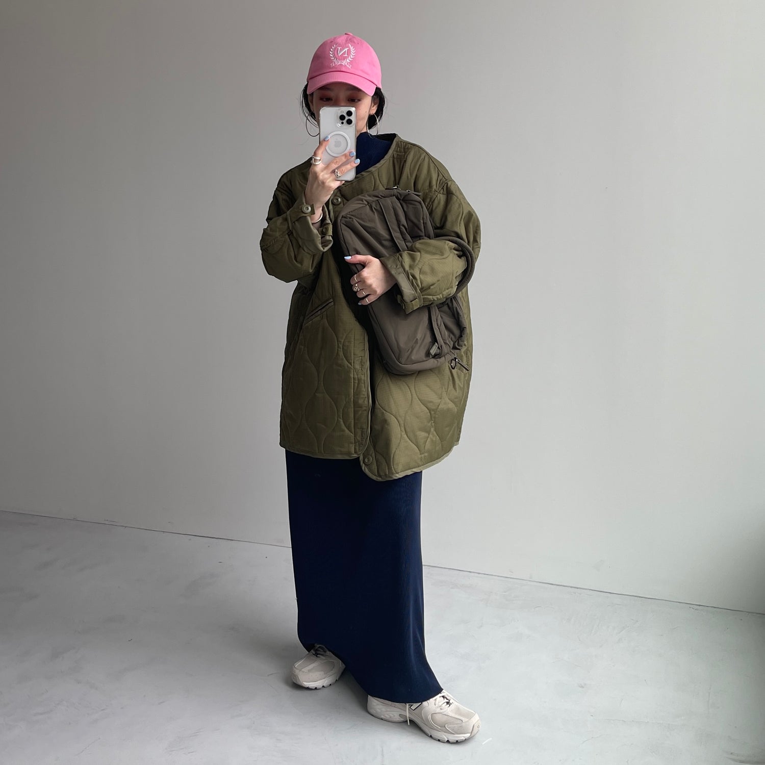 daily daily super stretch pleats one piece / navy [半袖 FREE or LONG]