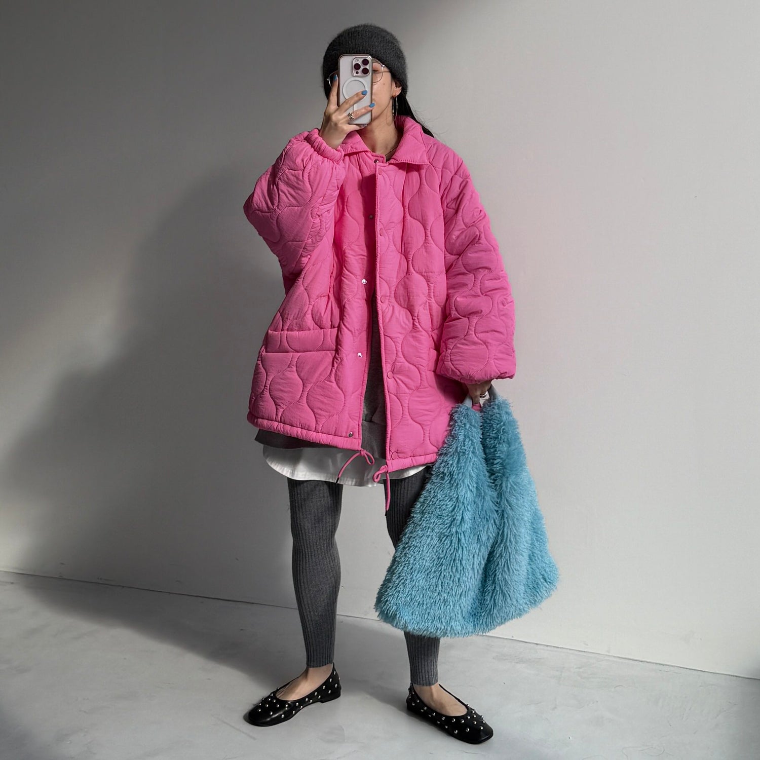 WATA AME quilting jacket / pink