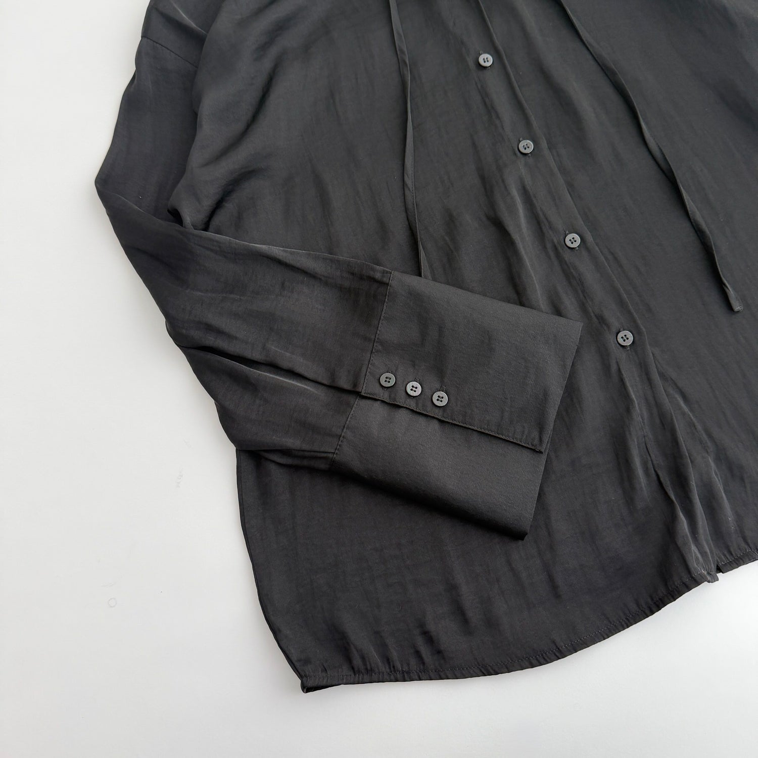rayon hooded shirt / black