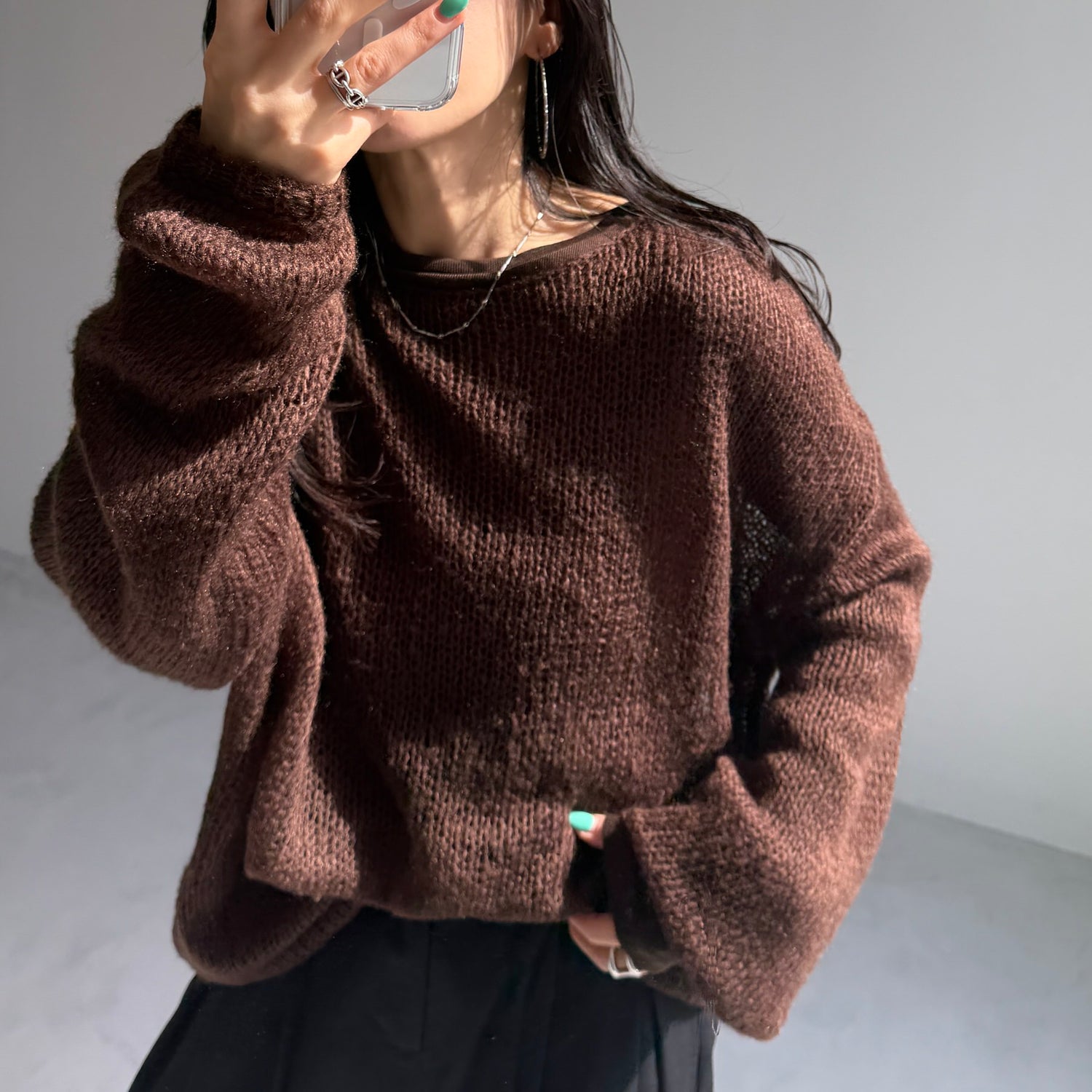 cinnamon mesh knit / brown