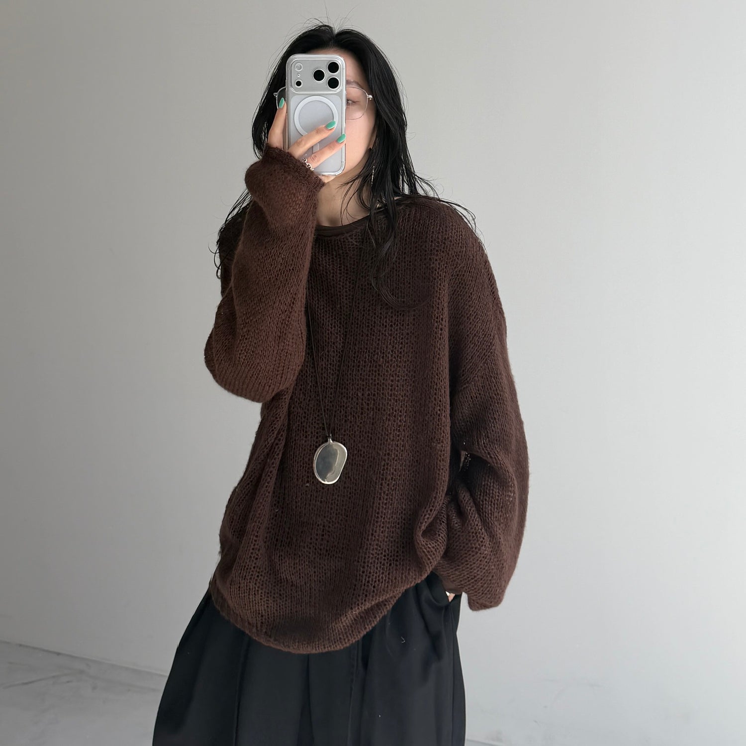 cinnamon mesh knit / brown