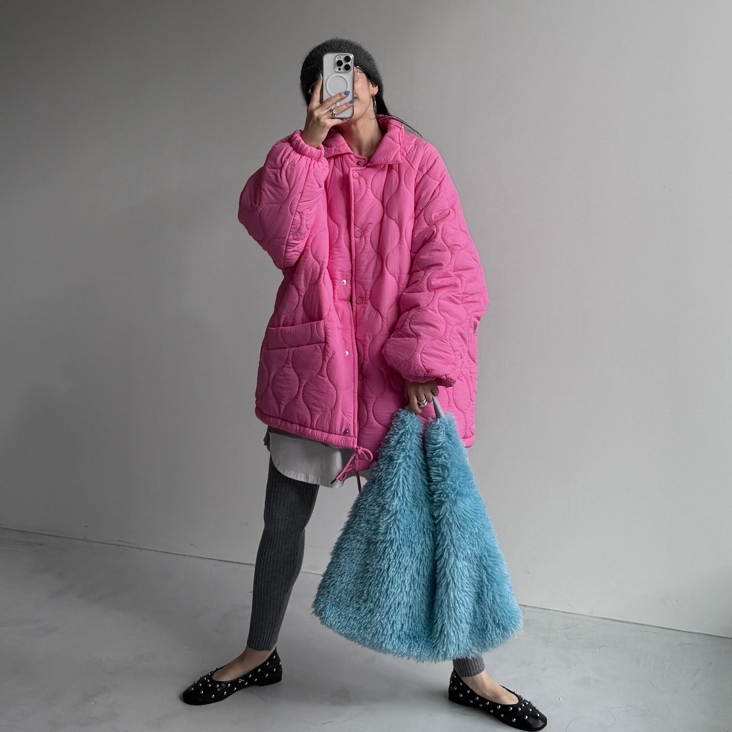 WATA AME quilting jacket / pink