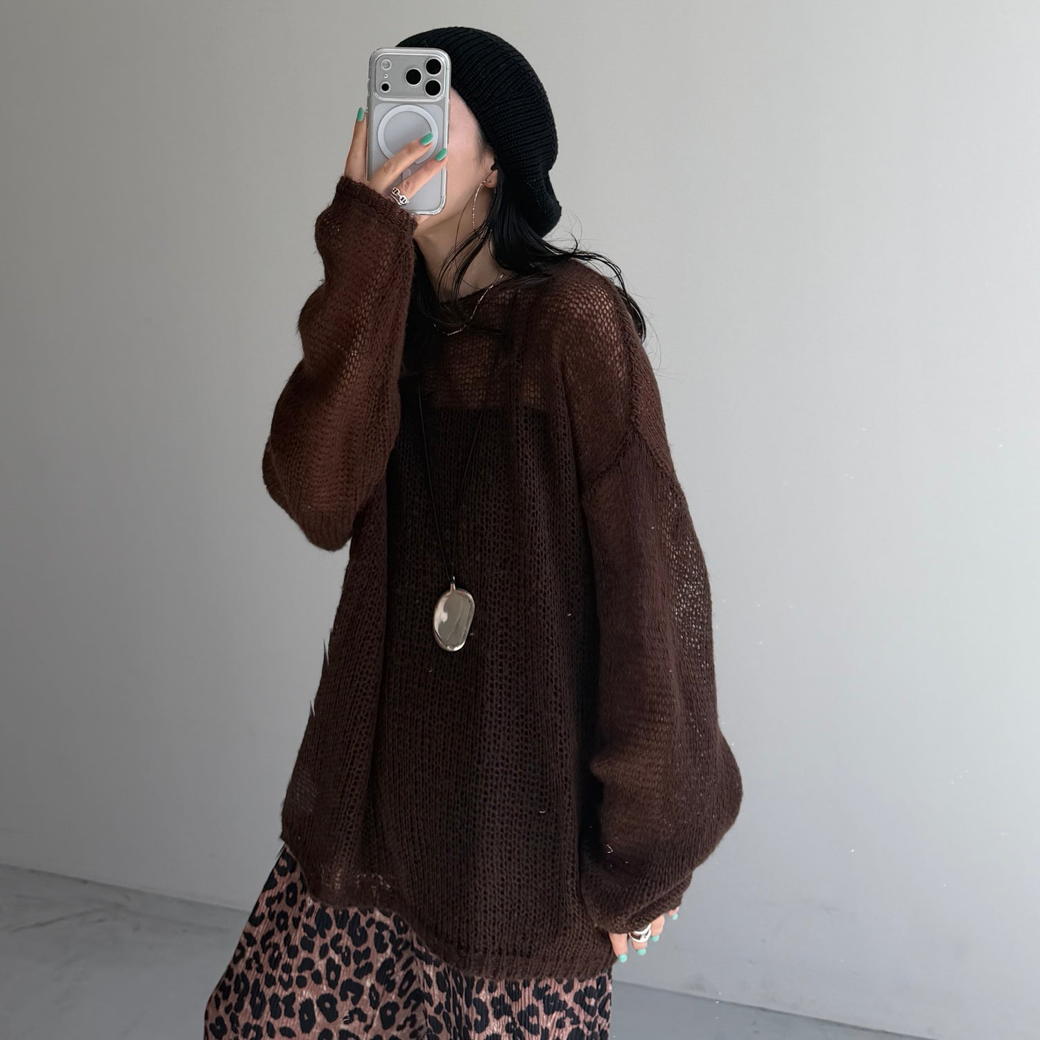 cinnamon mesh knit / brown