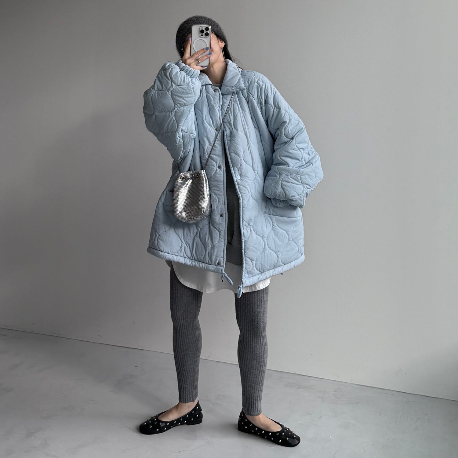 WATA AME quilting jacket / sky blue