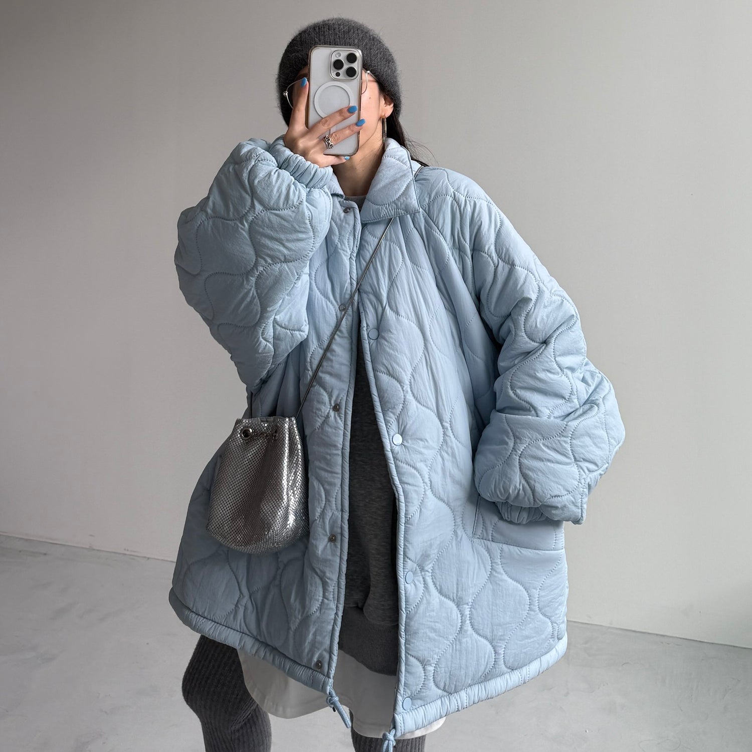 WATA AME quilting jacket / sky blue