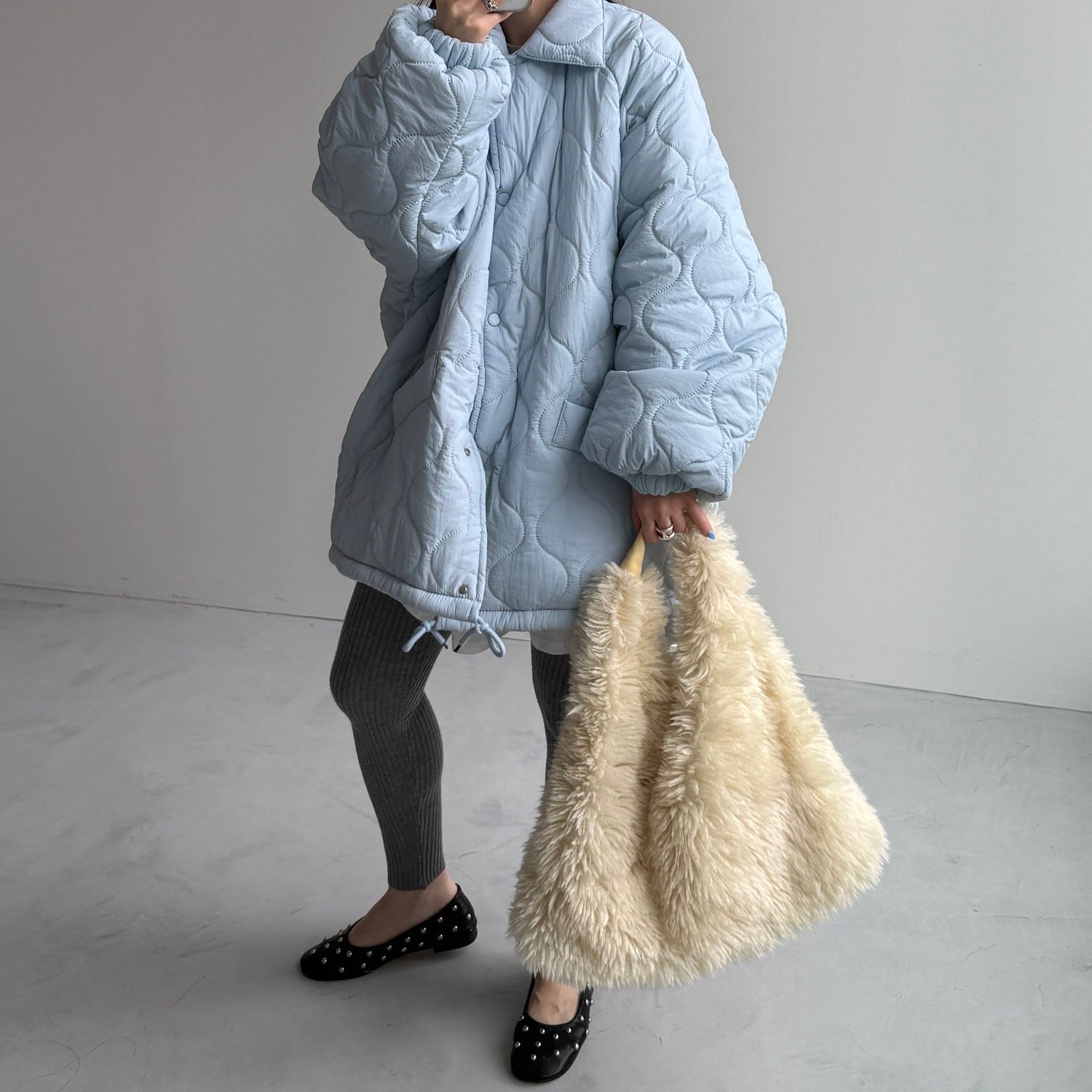 WATA AME quilting jacket / sky blue