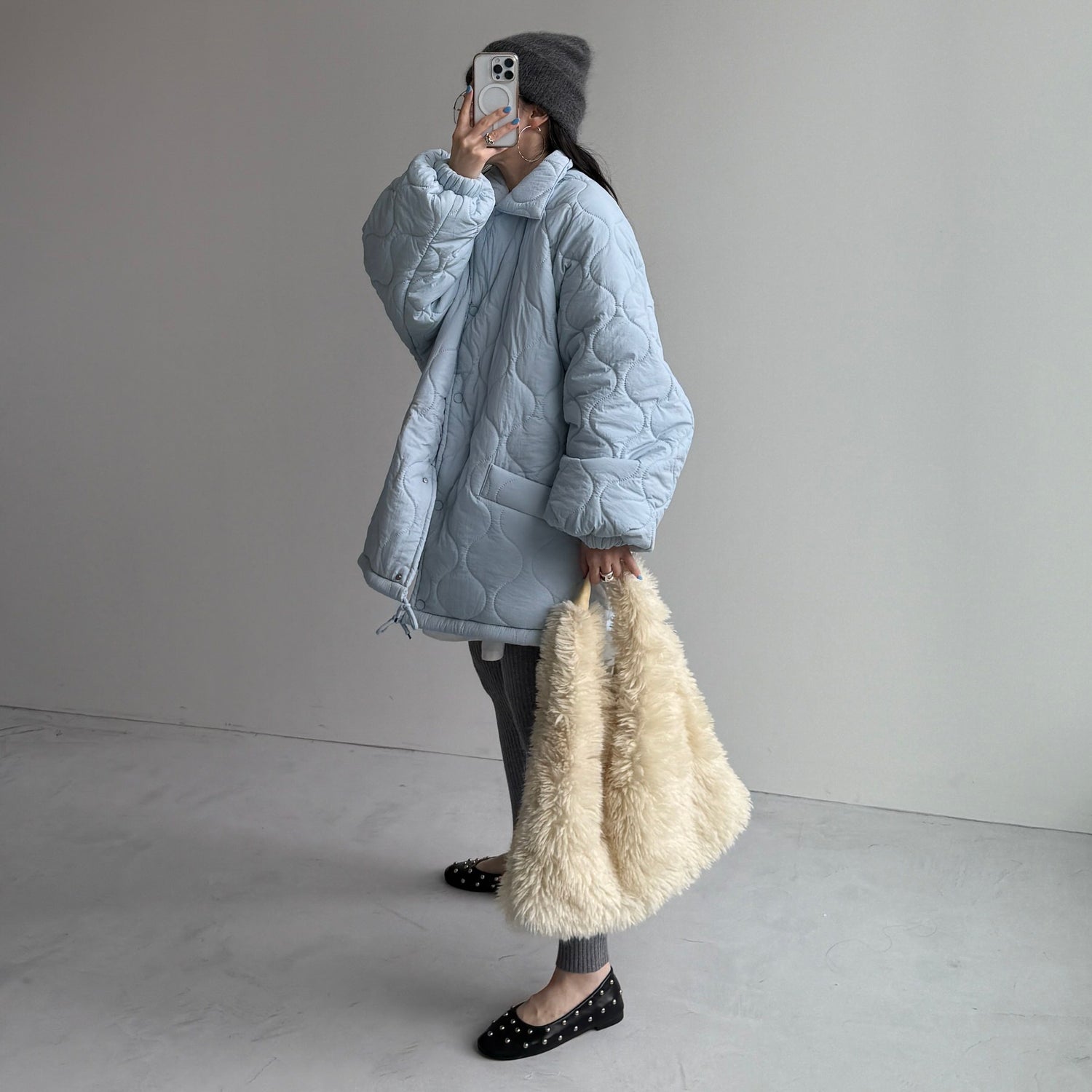WATA AME quilting jacket / sky blue