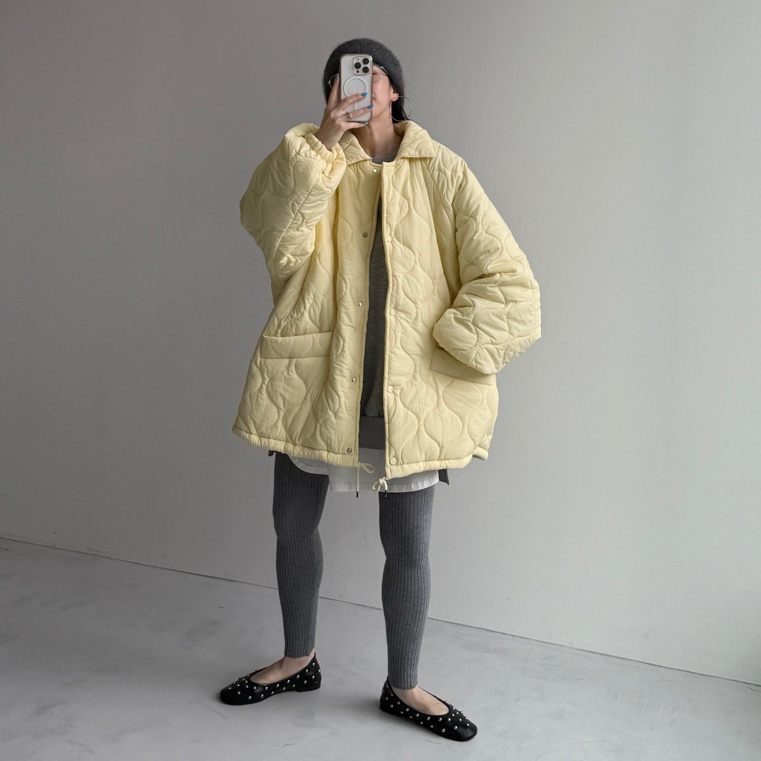 WATA AME quilting jacket / light yellow