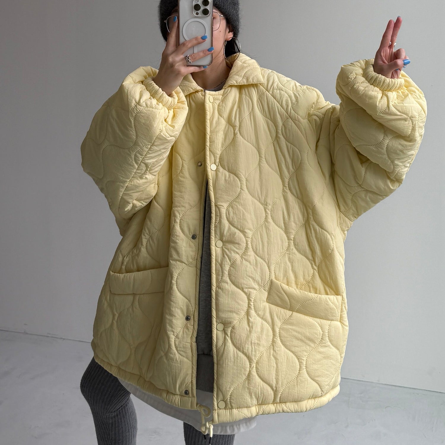 WATA AME quilting jacket / light yellow