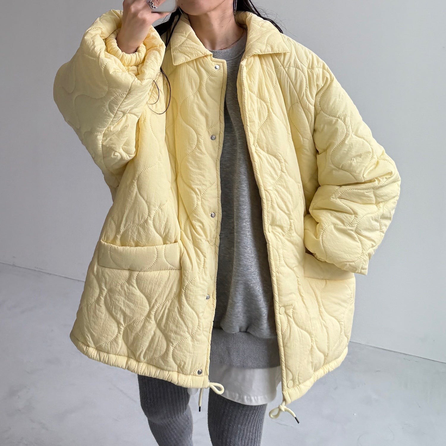 WATA AME quilting jacket / light yellow