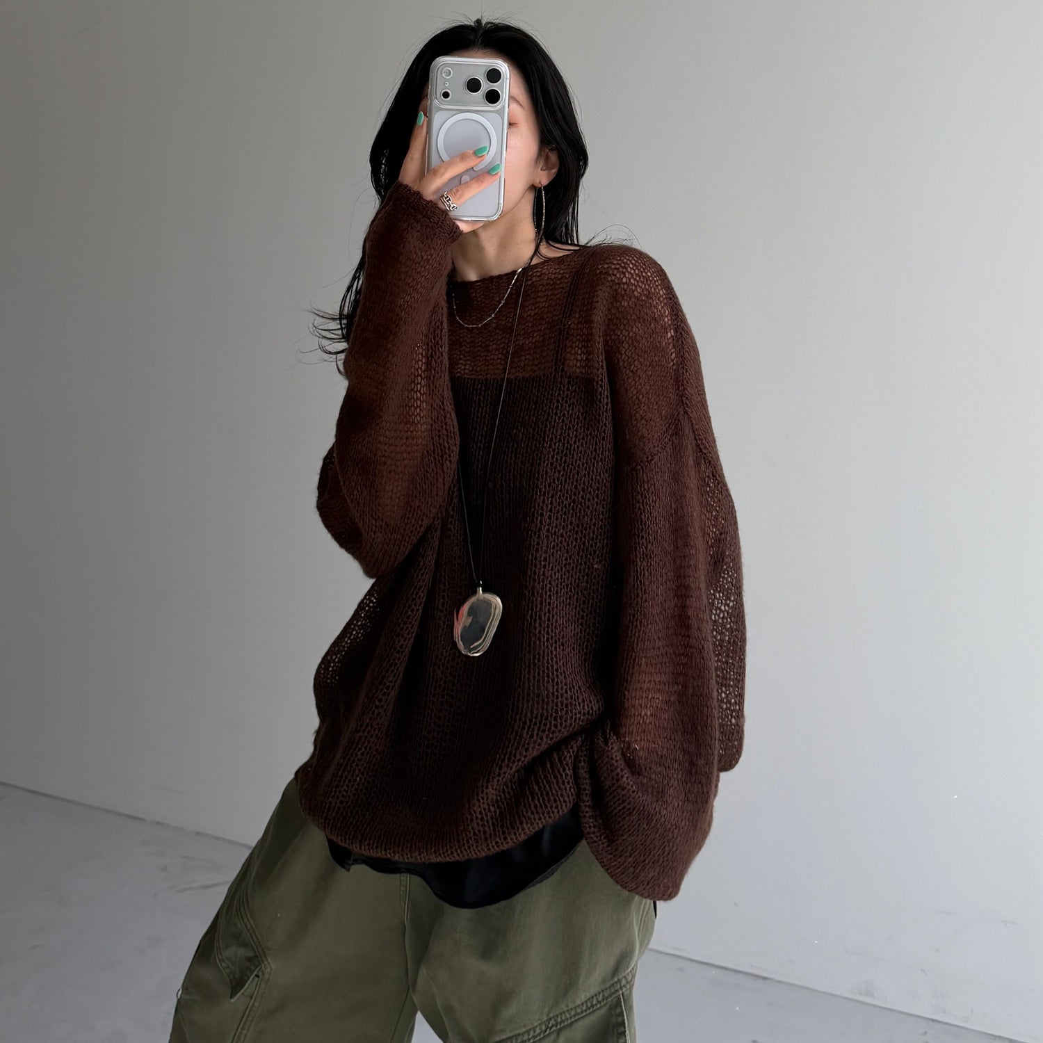 cinnamon mesh knit / brown