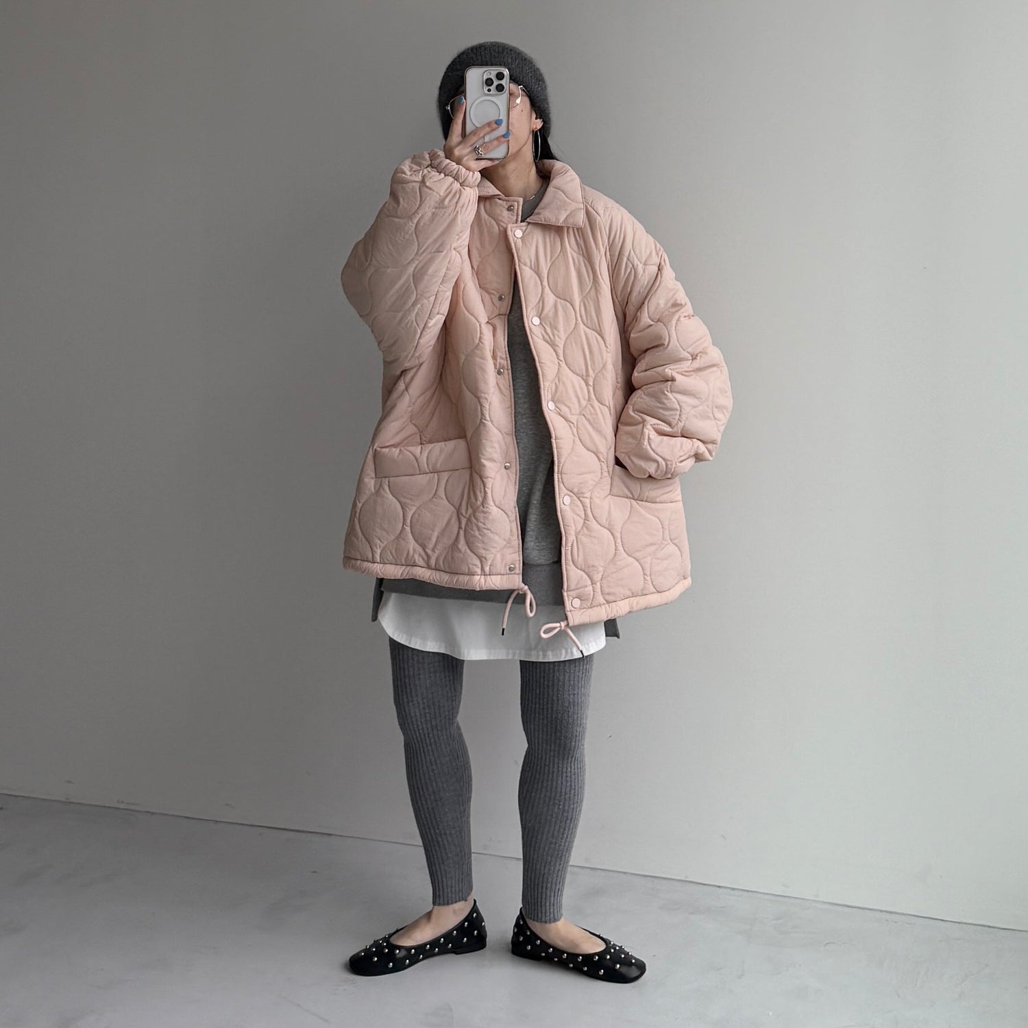 WATA AME quilting jacket / baby pink