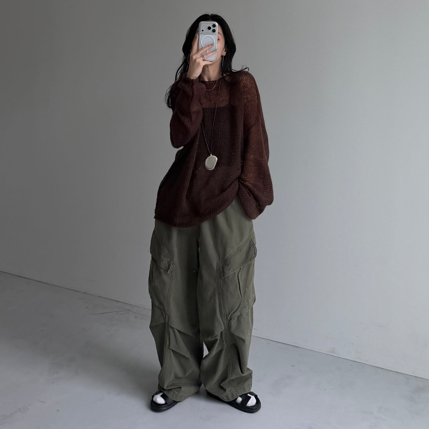 cinnamon mesh knit / brown
