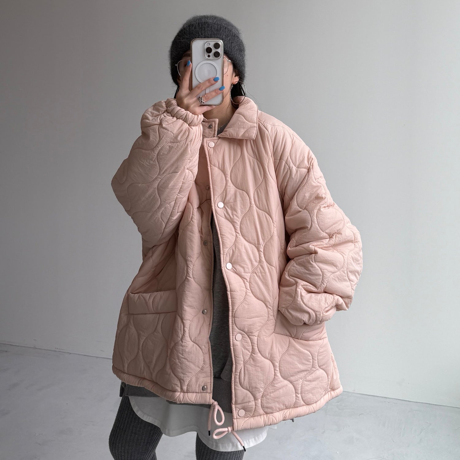 WATA AME quilting jacket / baby pink