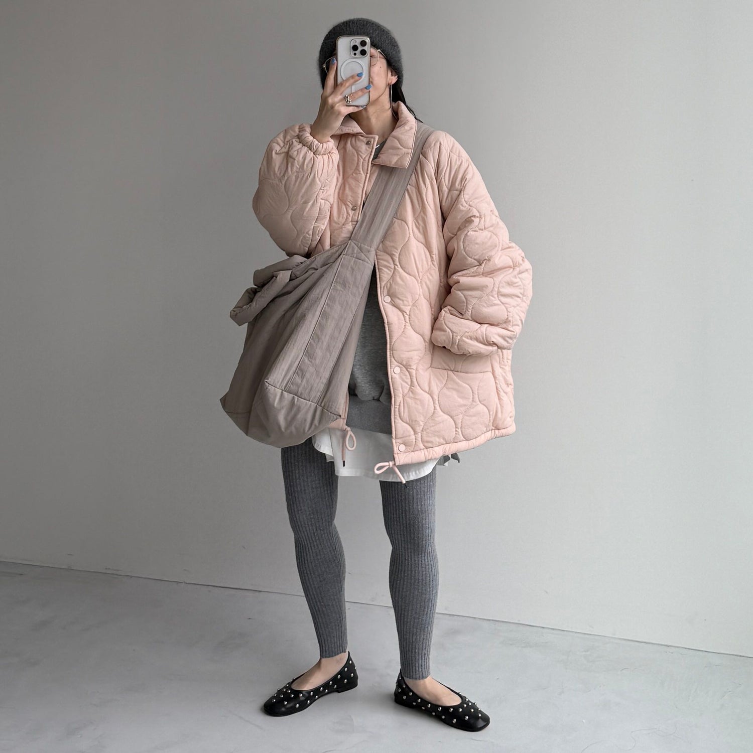 WATA AME quilting jacket / baby pink
