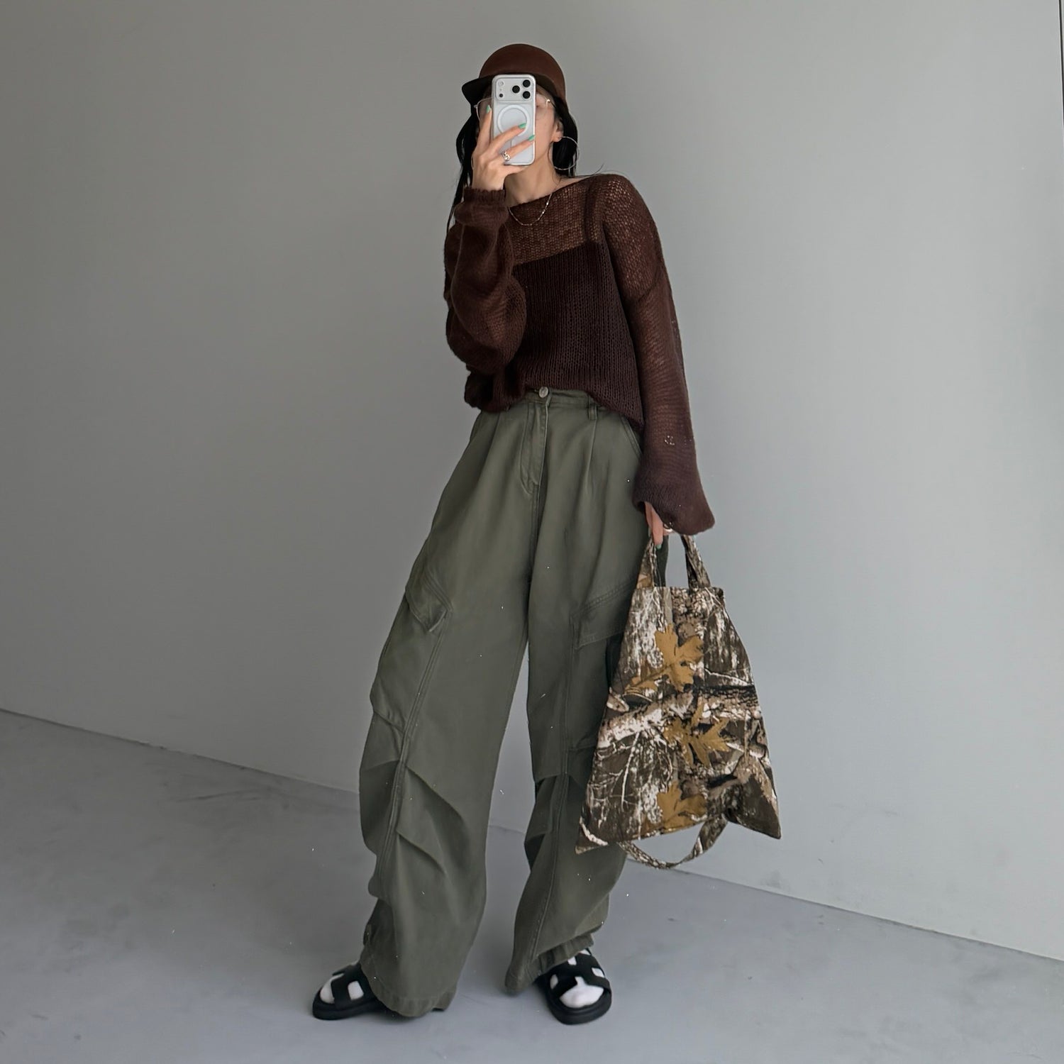 cinnamon mesh knit / brown