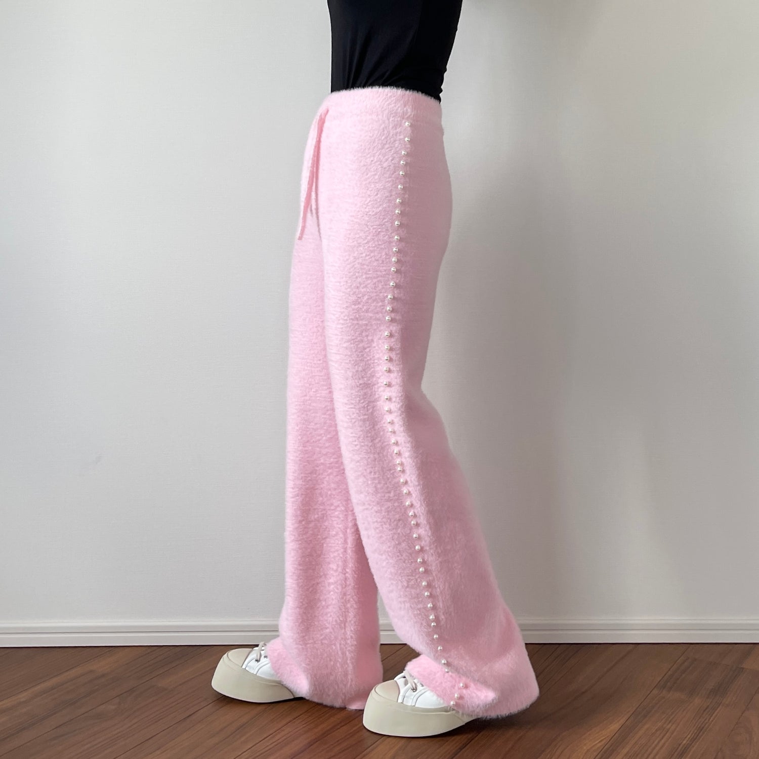 pearl line shaggy knit pants / pink | wee9s | ウィークス