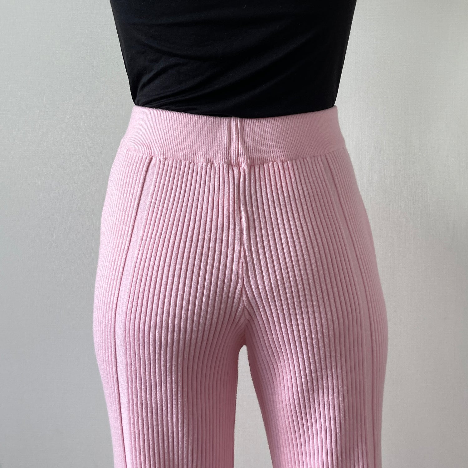 fringe knit flare pants / black