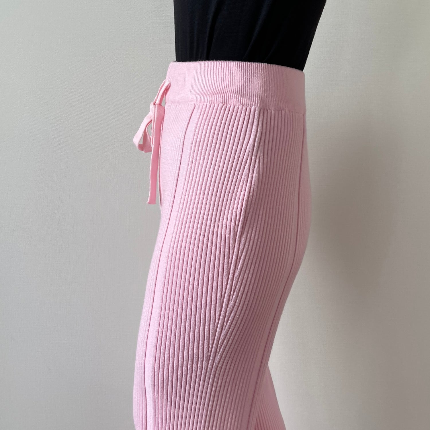 fringe knit flare pants / pink