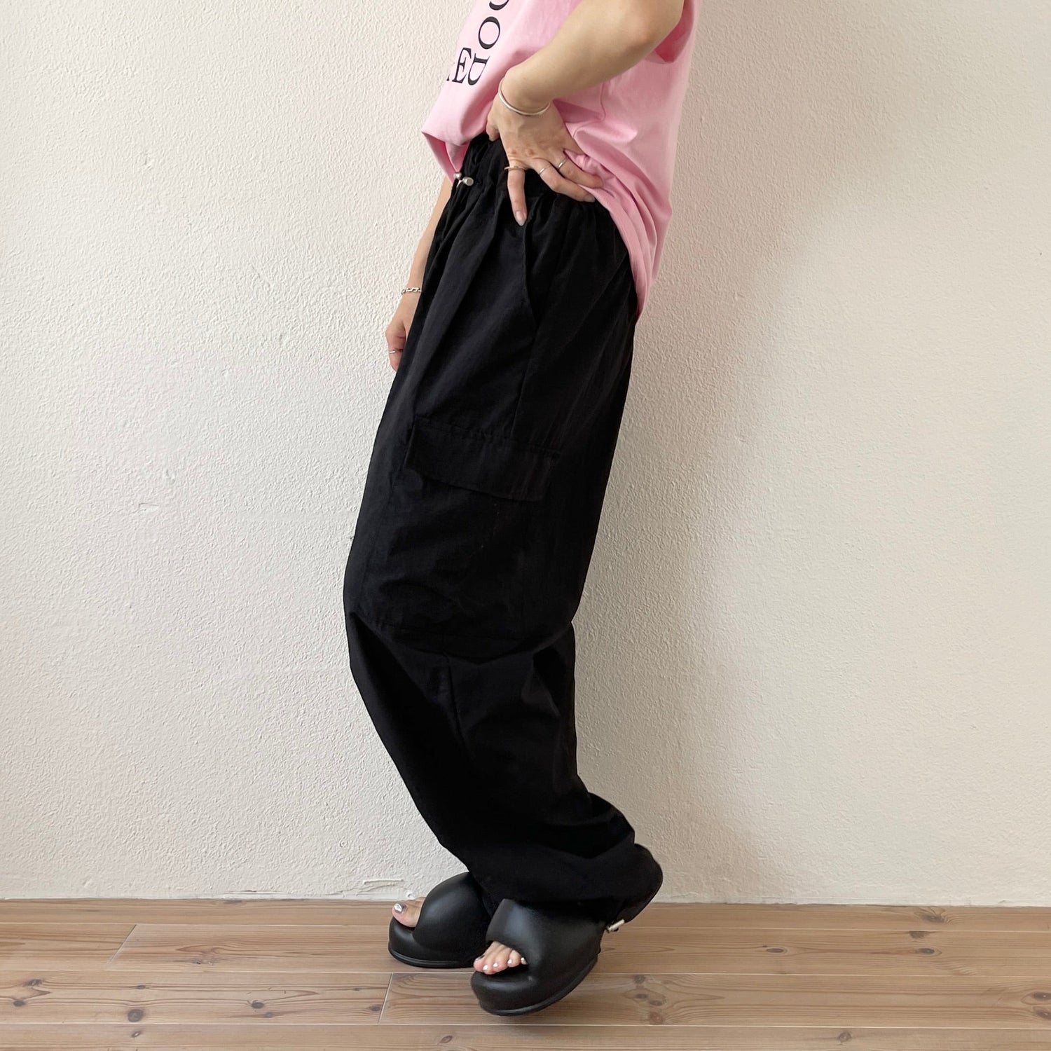 SAMPLE】nylon cargo shaka pants / black | wee9s | ウィークス