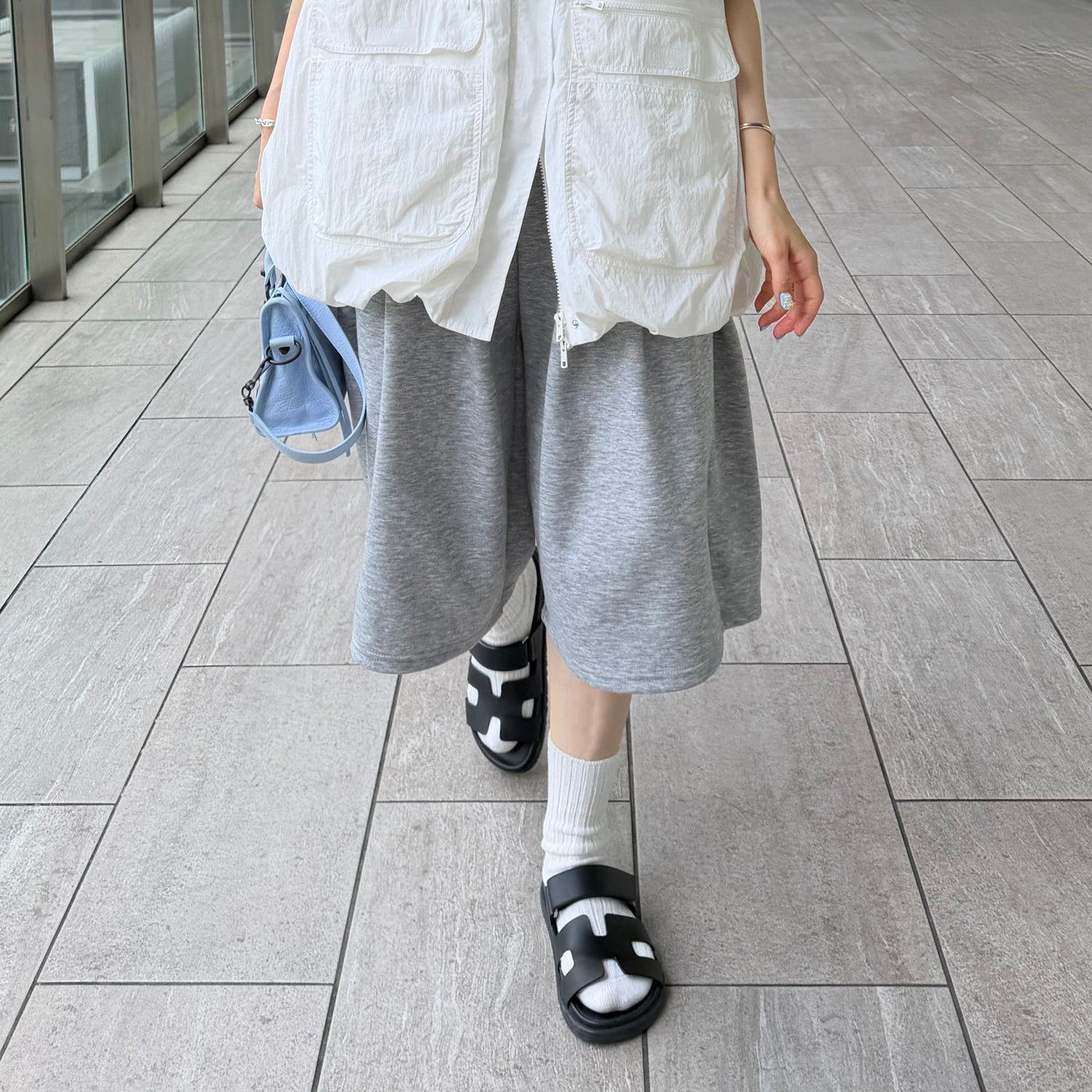 【選べるタイプ】super loose sweat half pants / gray