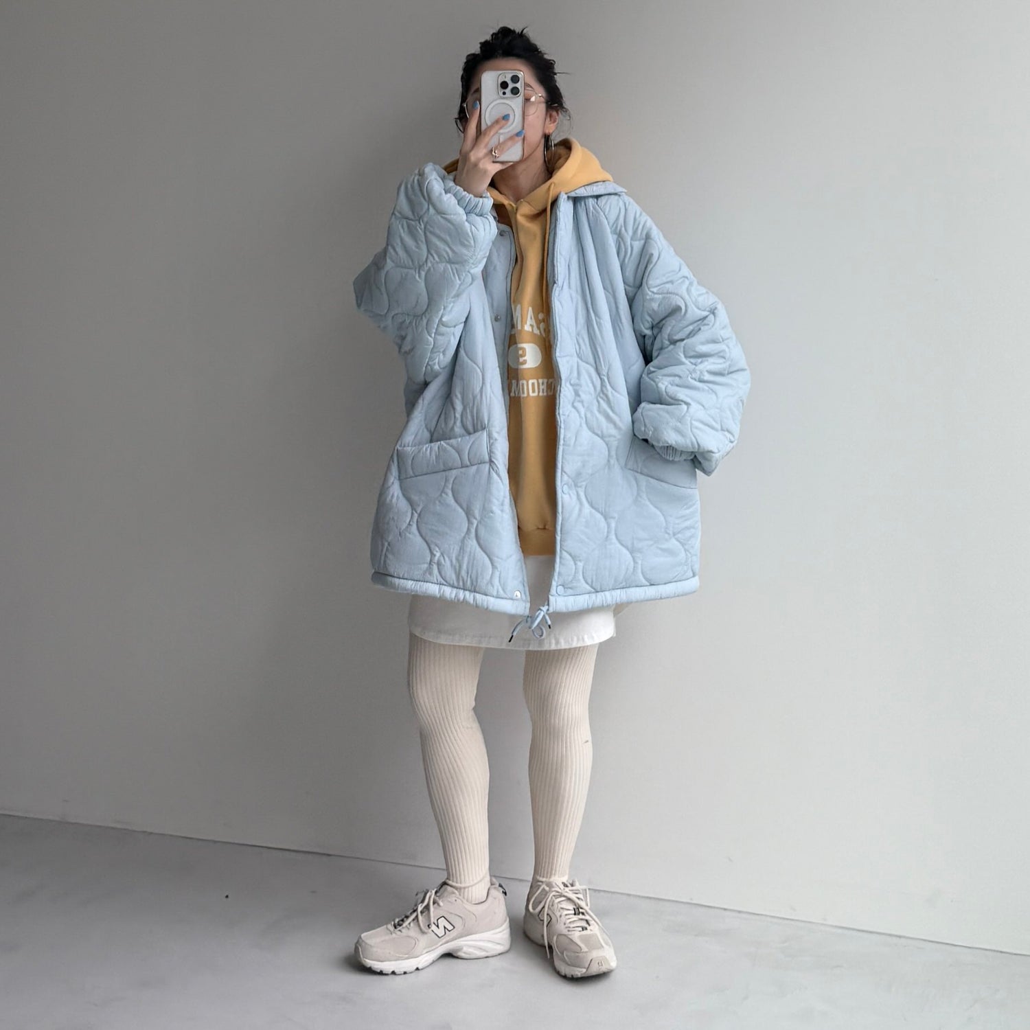 WATA AME quilting jacket / sky blue