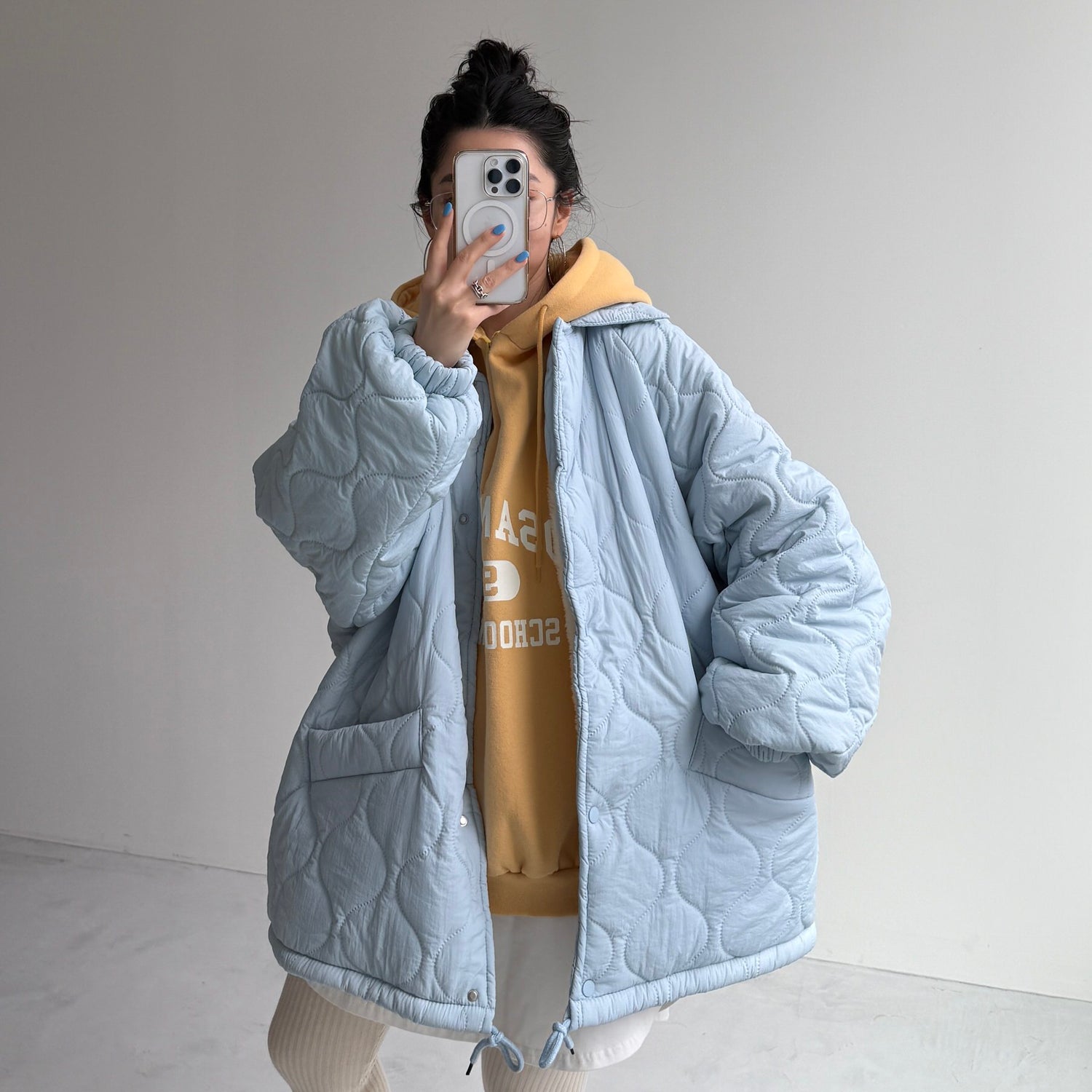 WATA AME quilting jacket / sky blue