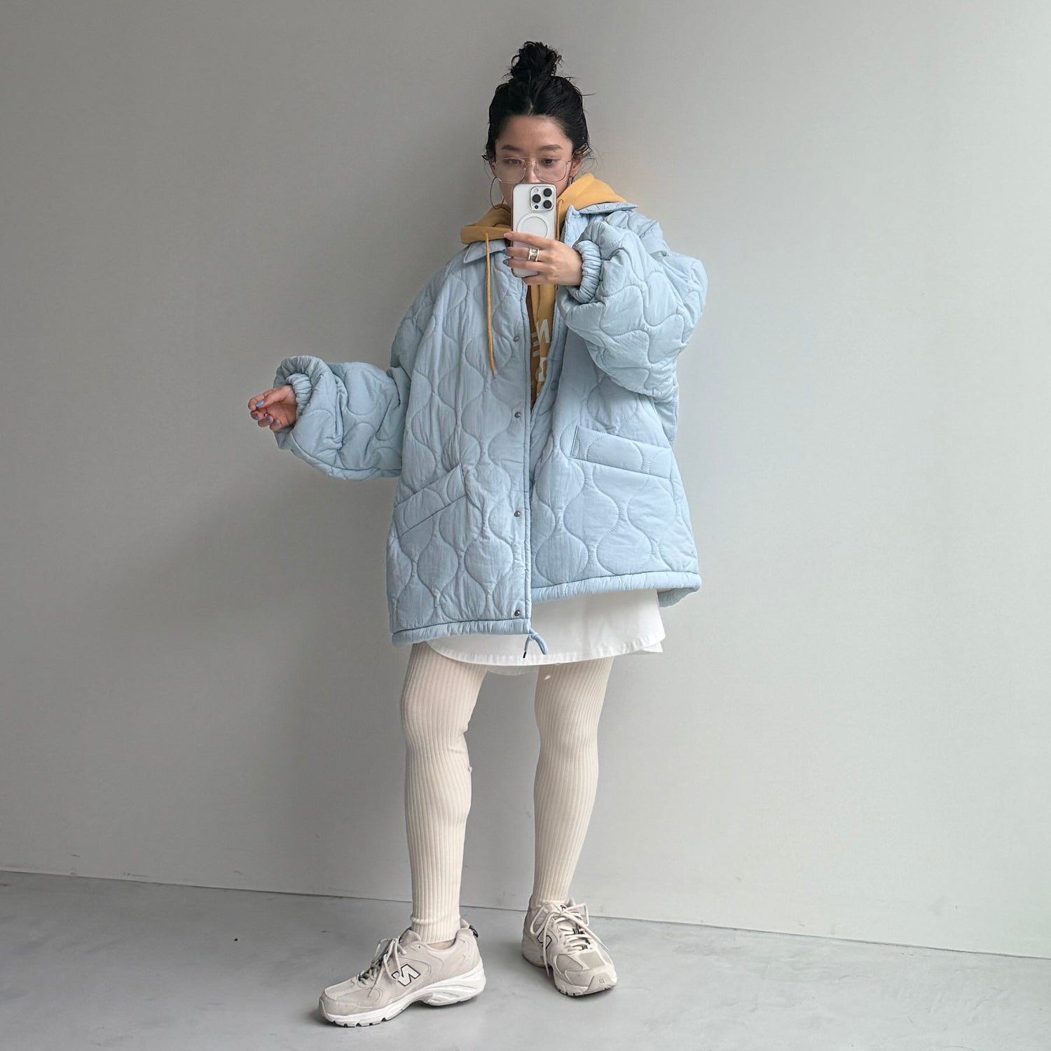 WATA AME quilting jacket / sky blue