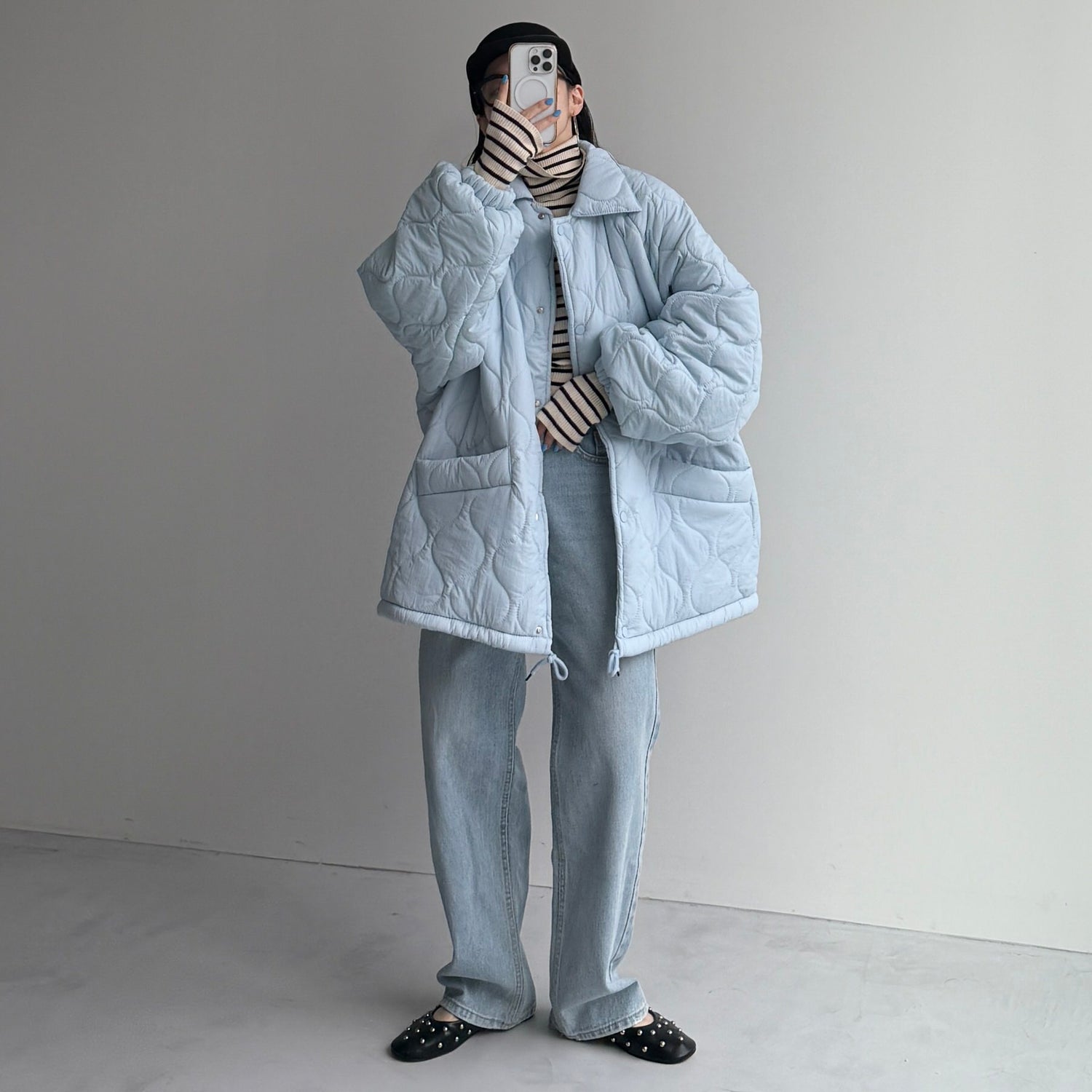 WATA AME quilting jacket / sky blue