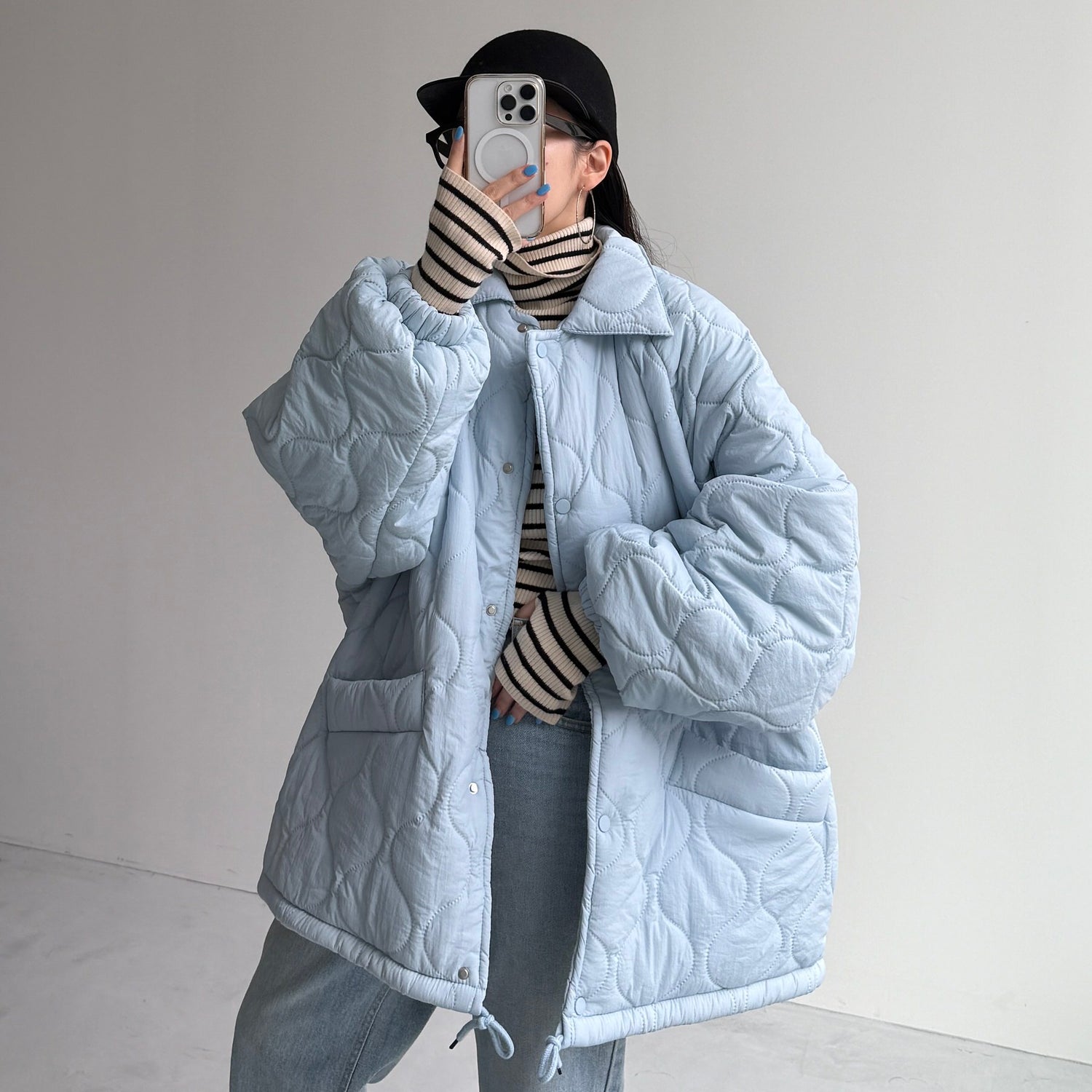 WATA AME quilting jacket / sky blue