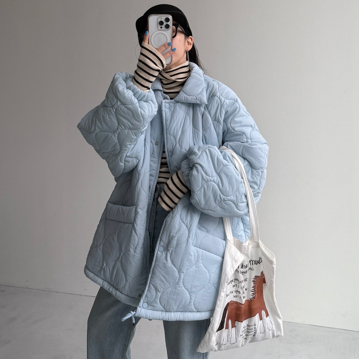 WATA AME quilting jacket / sky blue
