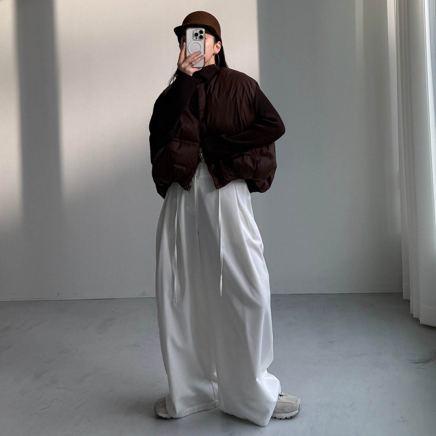 【公式サイト限定カラー】daily daily super stretch pleats tops / brown (プチハイのみ)