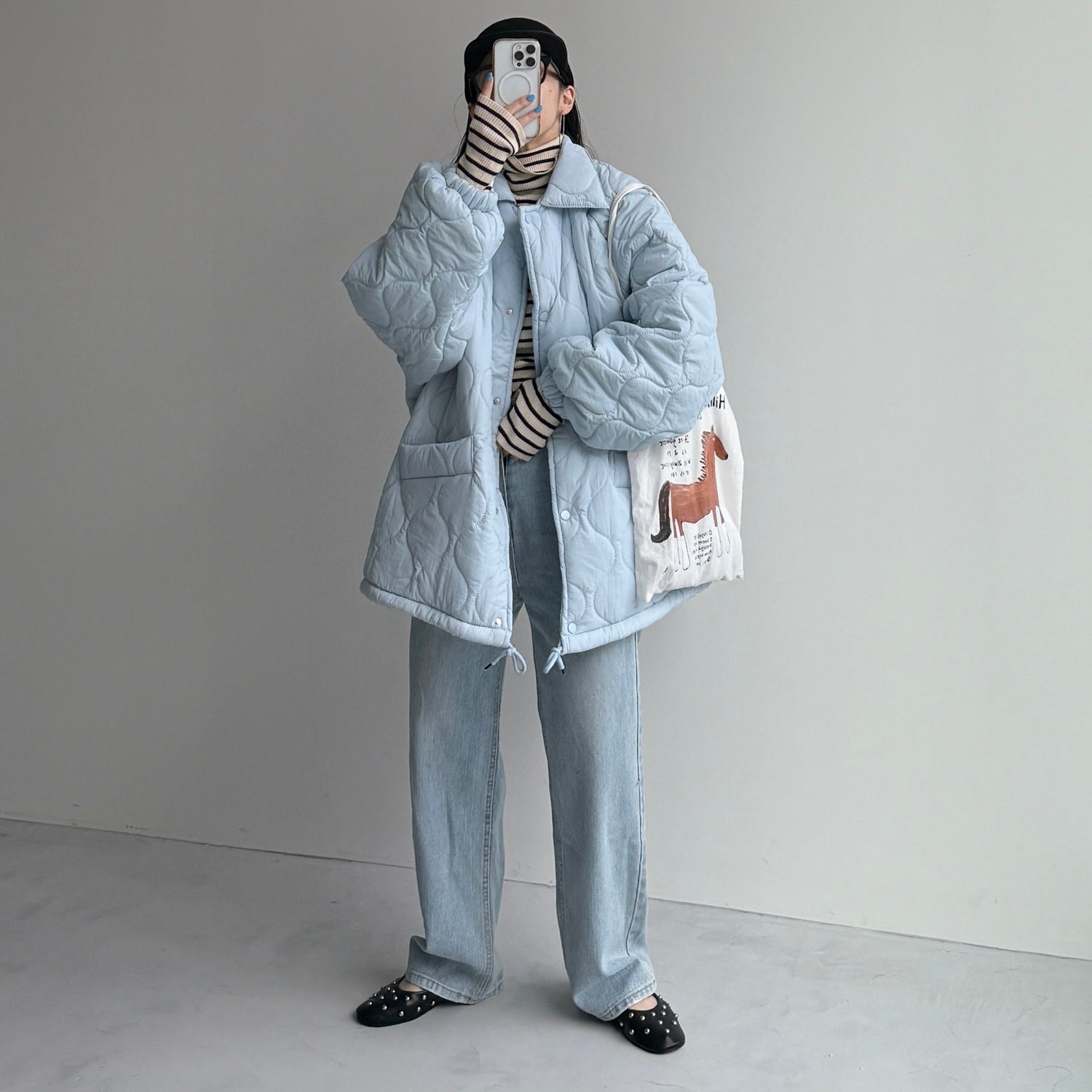 WATA AME quilting jacket / sky blue