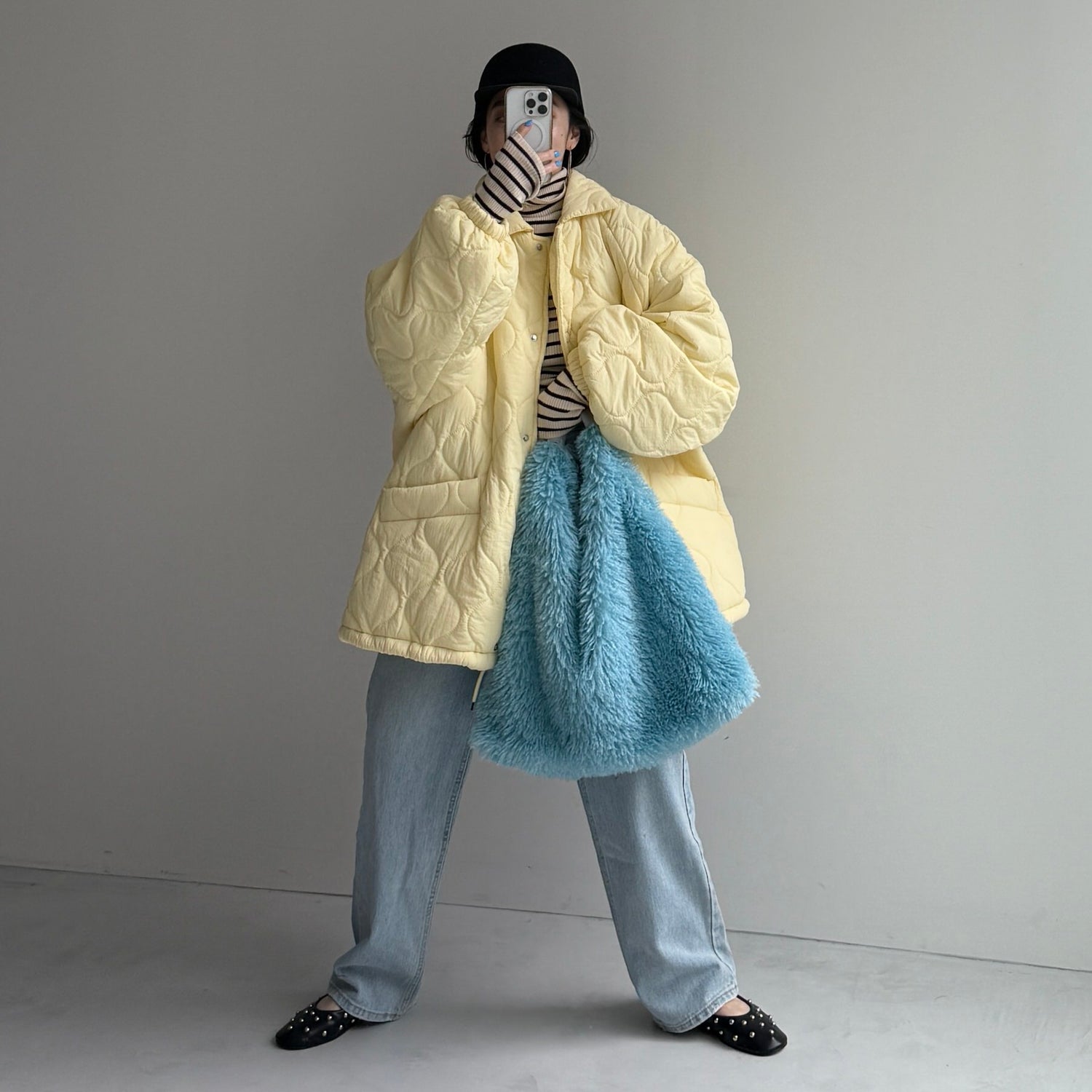 WATA AME quilting jacket / light yellow